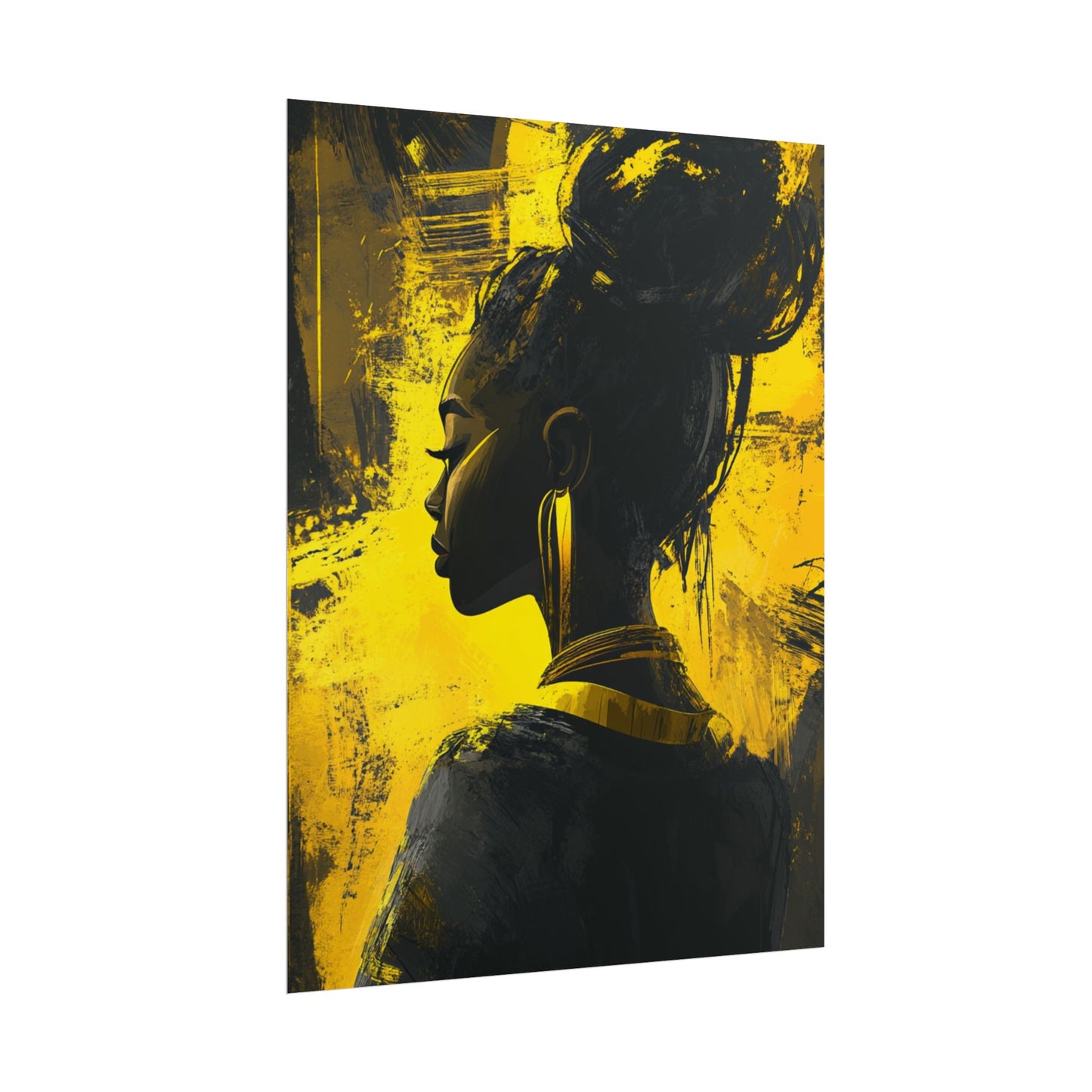 Ethereal Silhouette - Abstract Portrait in Monochrome and Gold