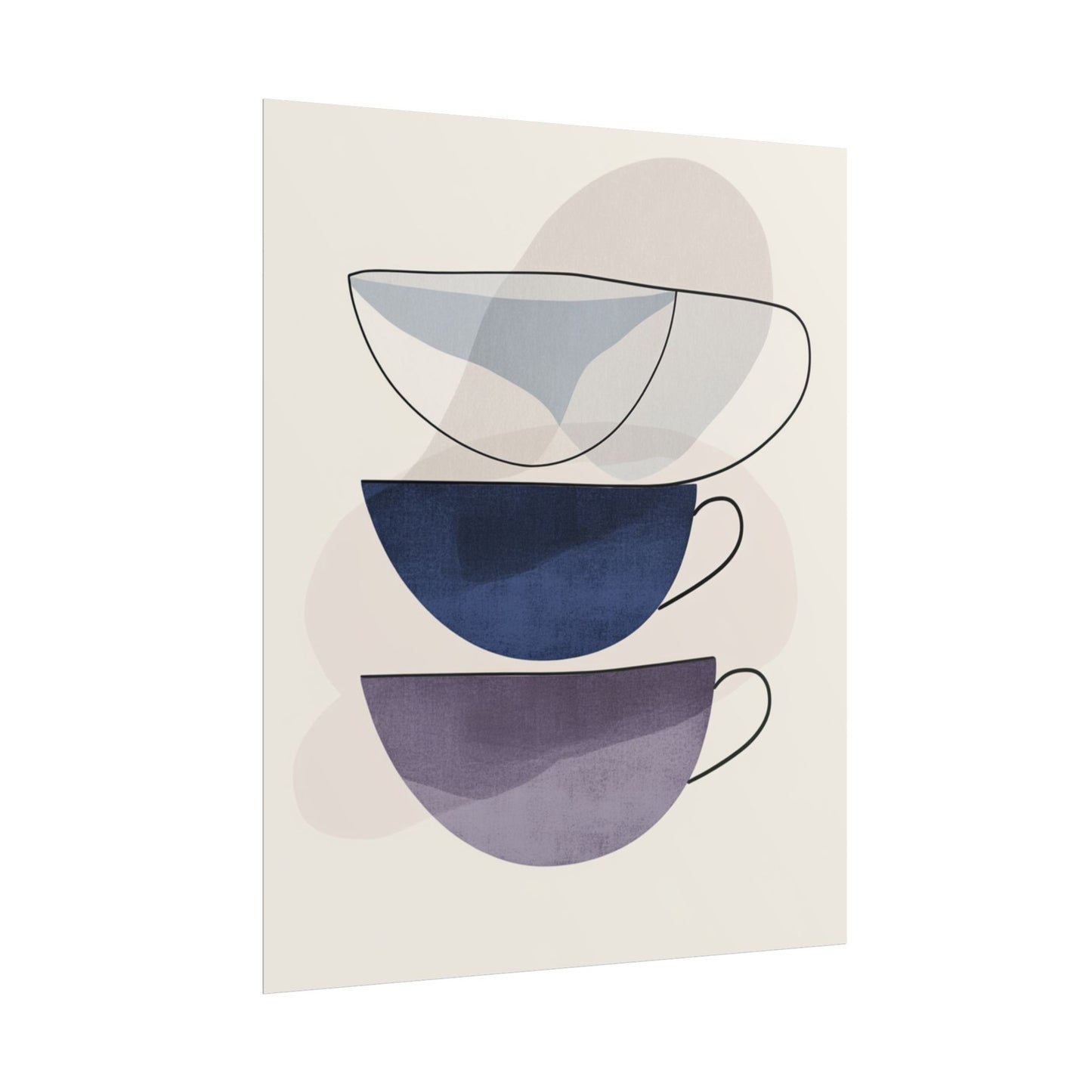 Minimalist Teacups - Abstract Modern Art Print