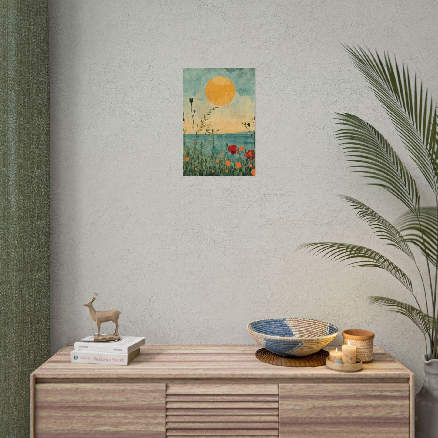 Golden Horizon - Abstract Floral Coastal Print