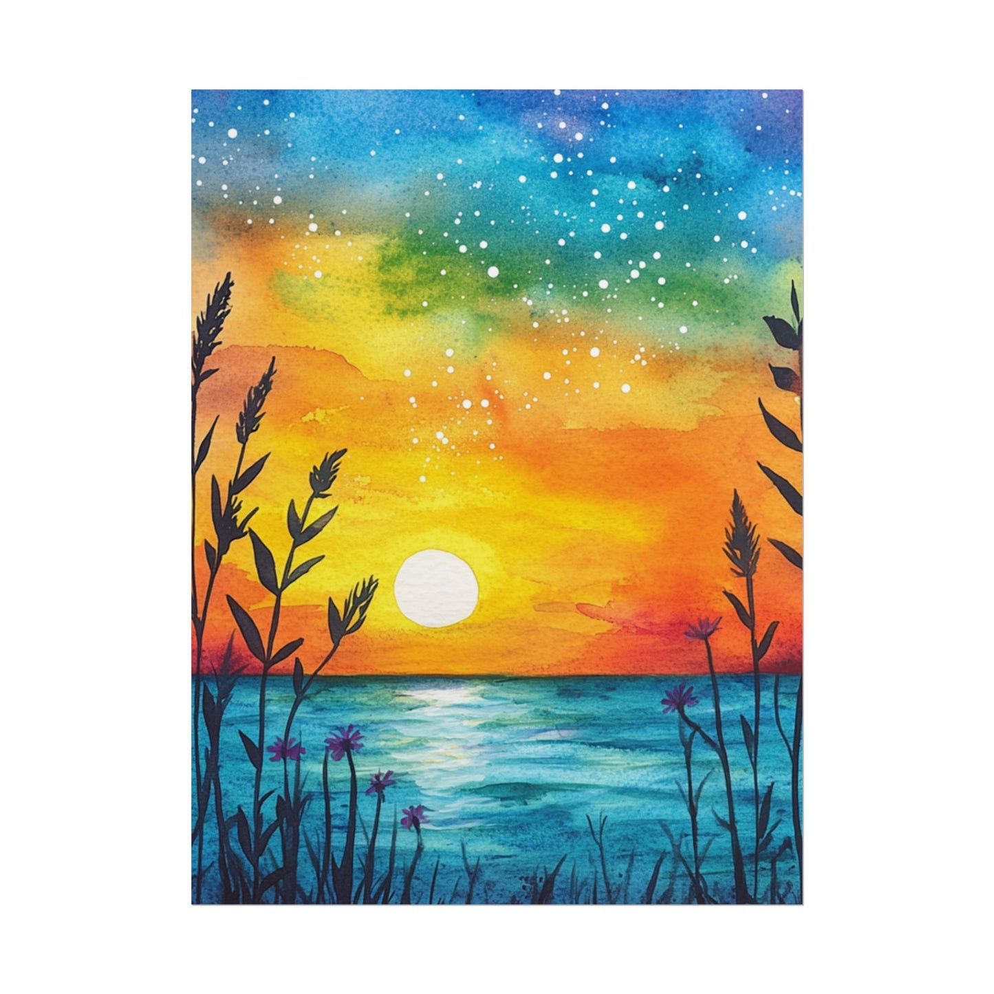 Starlit Sunset - Abstract Coastal Landscape Art Print