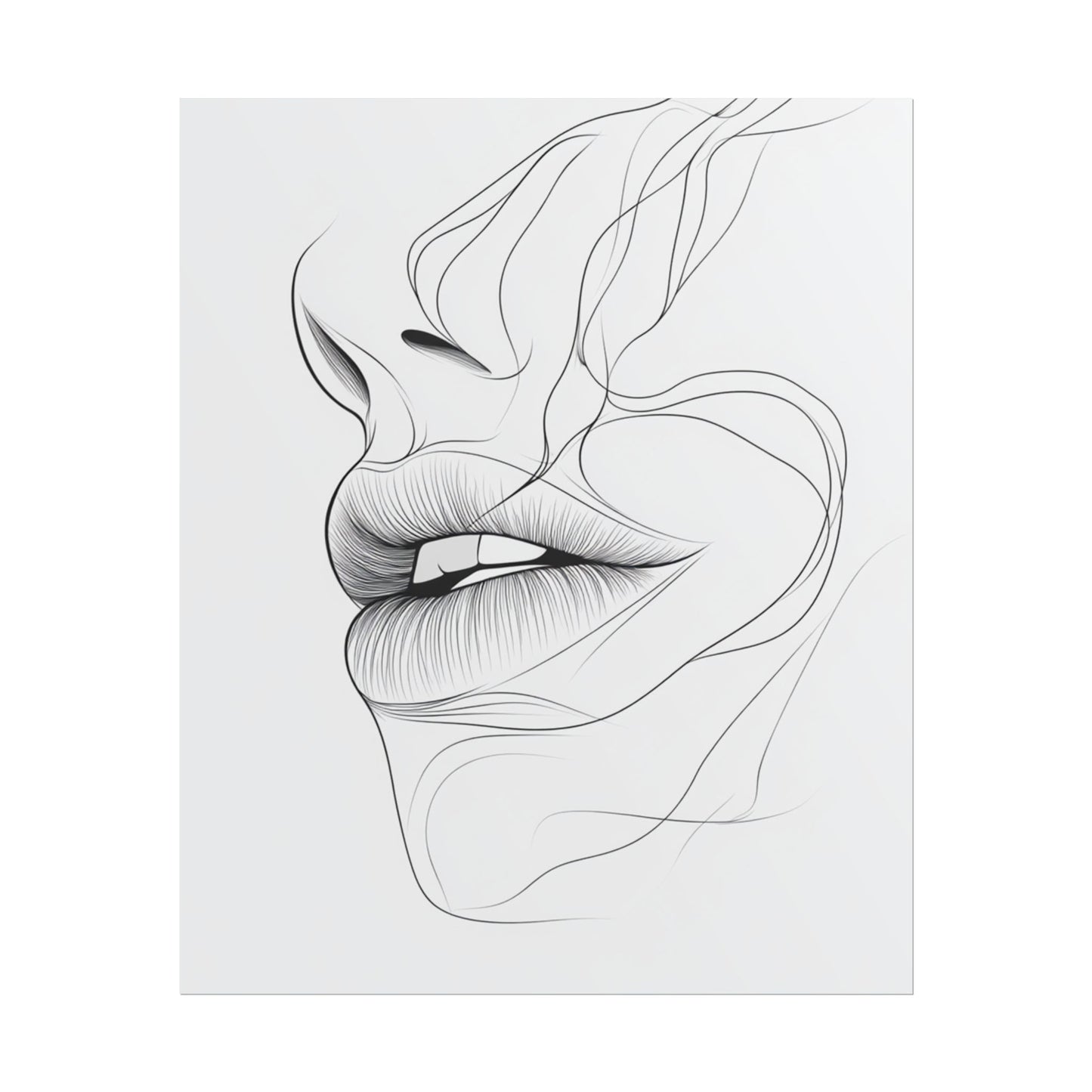 Echoes of Simplicity - Minimalist Abstract Lips Line Art