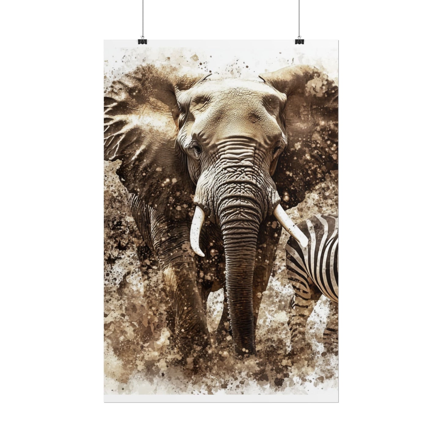 Safari Majesty - Abstract Elephant and Zebra Art Print