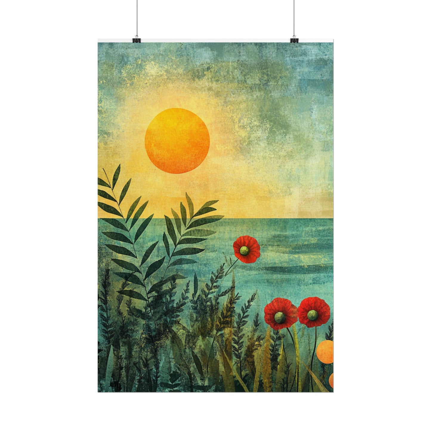 Sunrise Serenity - Abstract Coastal Floral Art Print