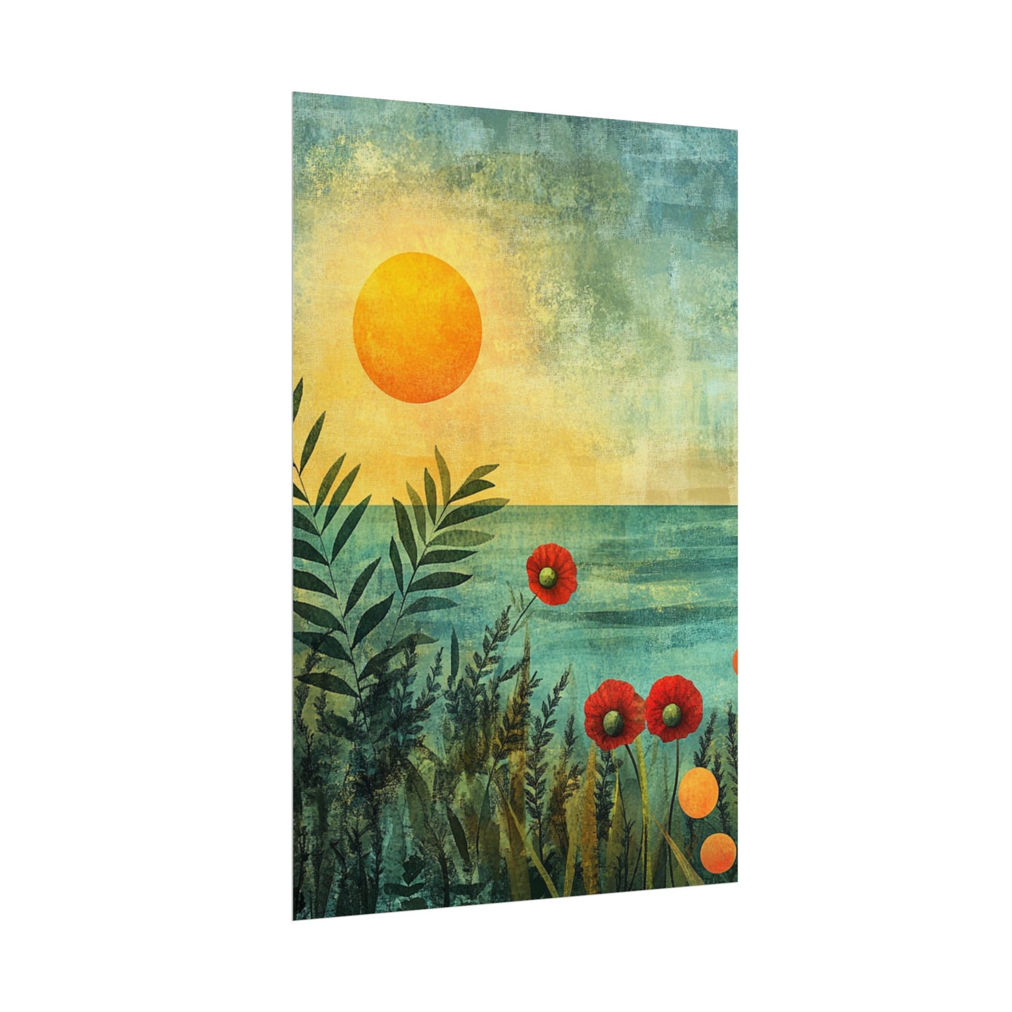 Sunrise Serenity - Abstract Coastal Floral Art Print