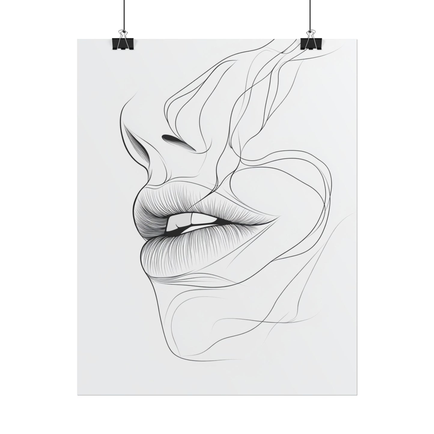 Echoes of Simplicity - Minimalist Abstract Lips Line Art