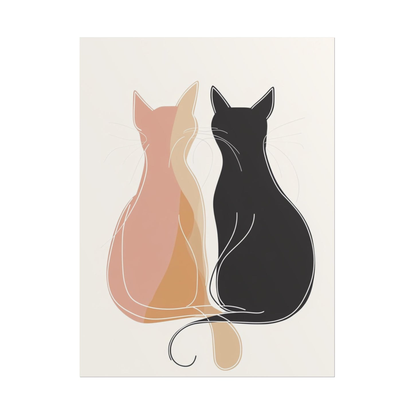 Companions in Silence - Minimalist Abstract Cat Duo