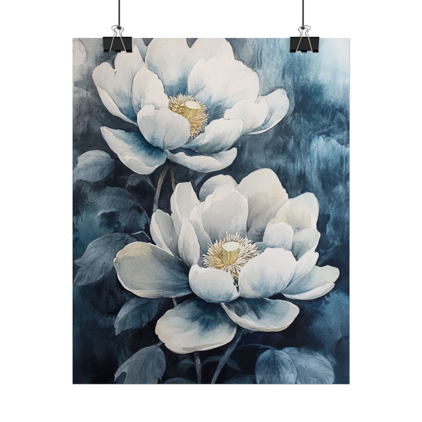 Elegant White Blooms - Abstract Floral Watercolour Print