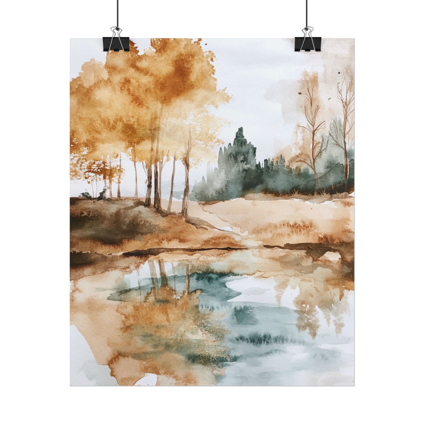 Autumn Serenity - Abstract Landscape Watercolour