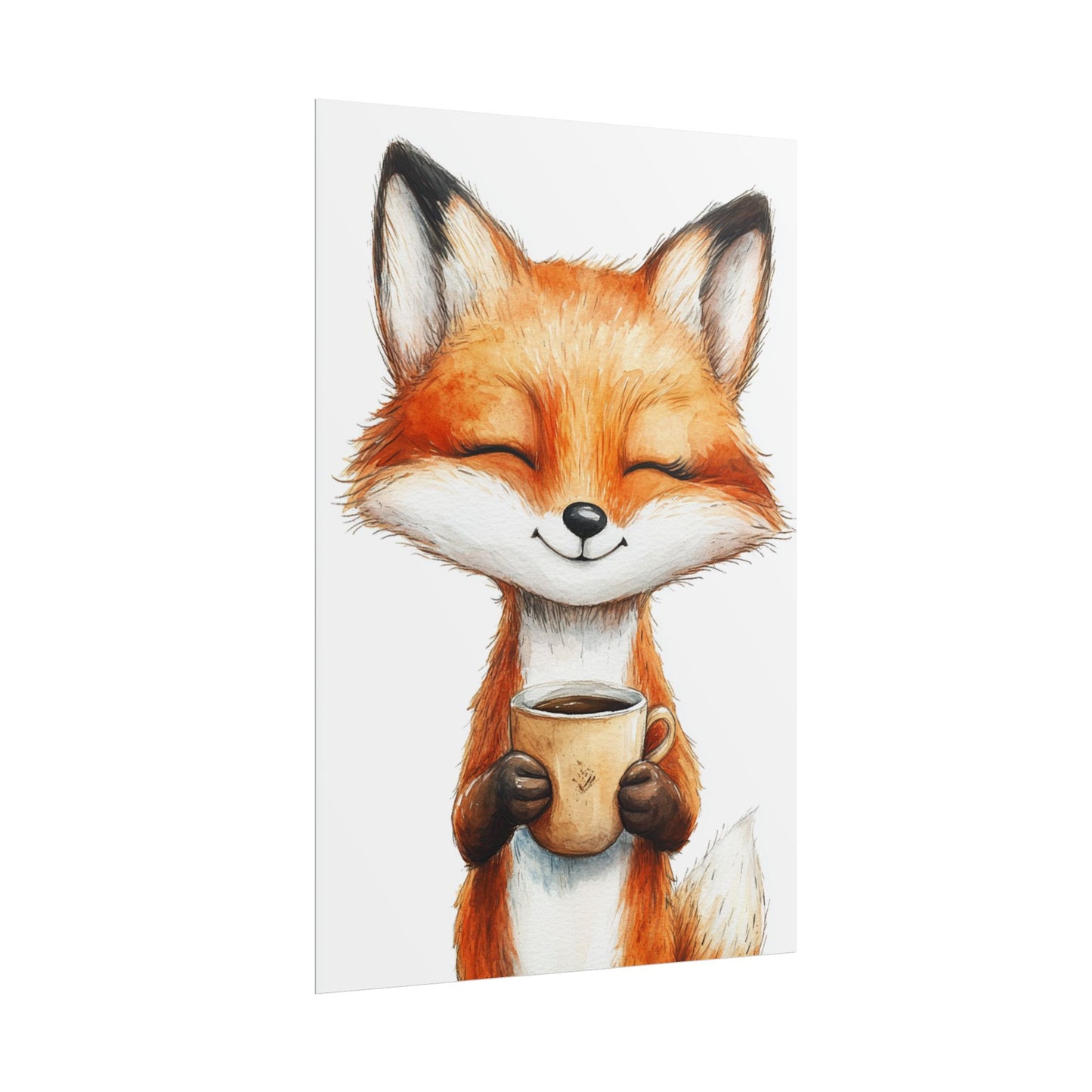 Morning Delight - Abstract Fox with Coffee