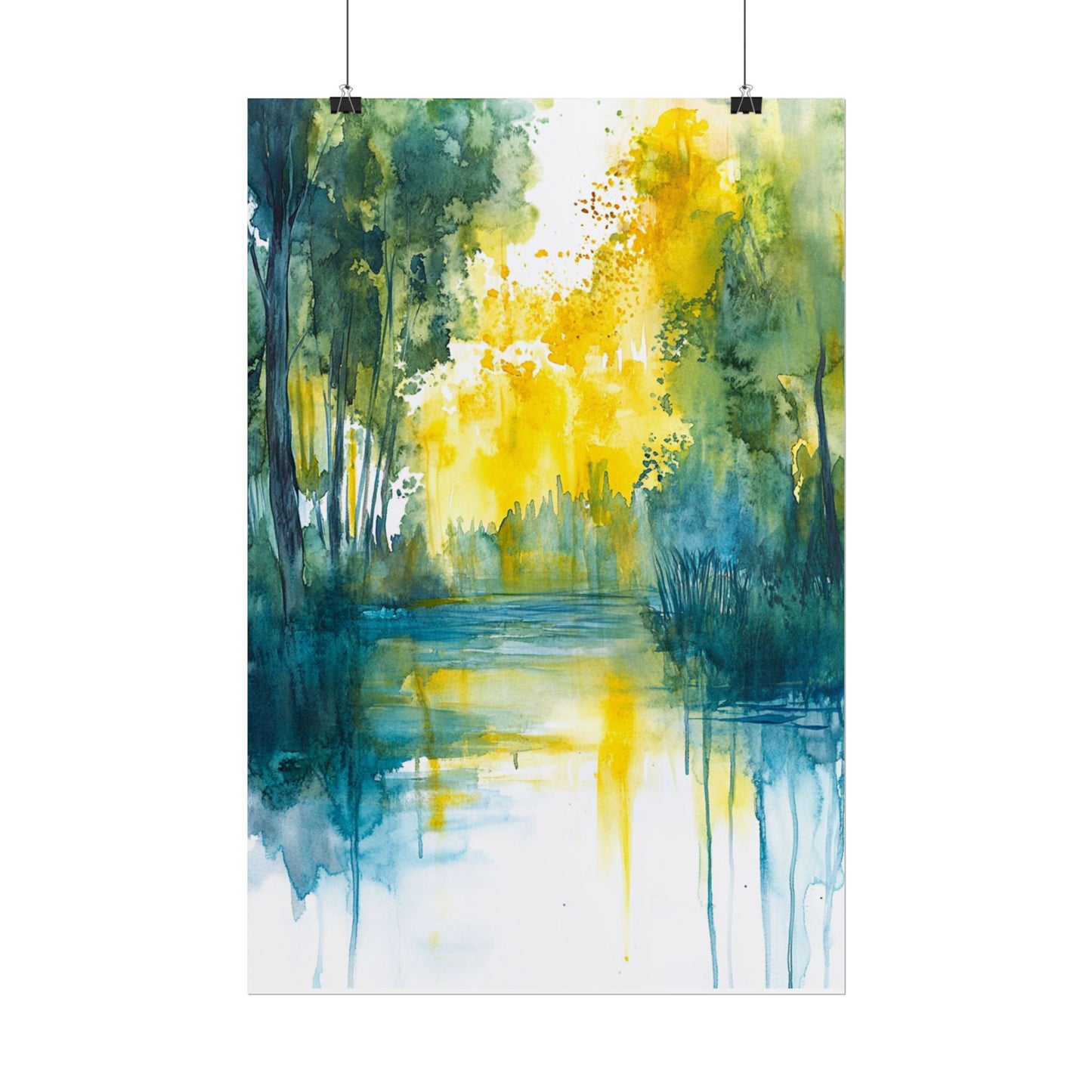 Radiant Reflections - Abstract Woodland Watercolour