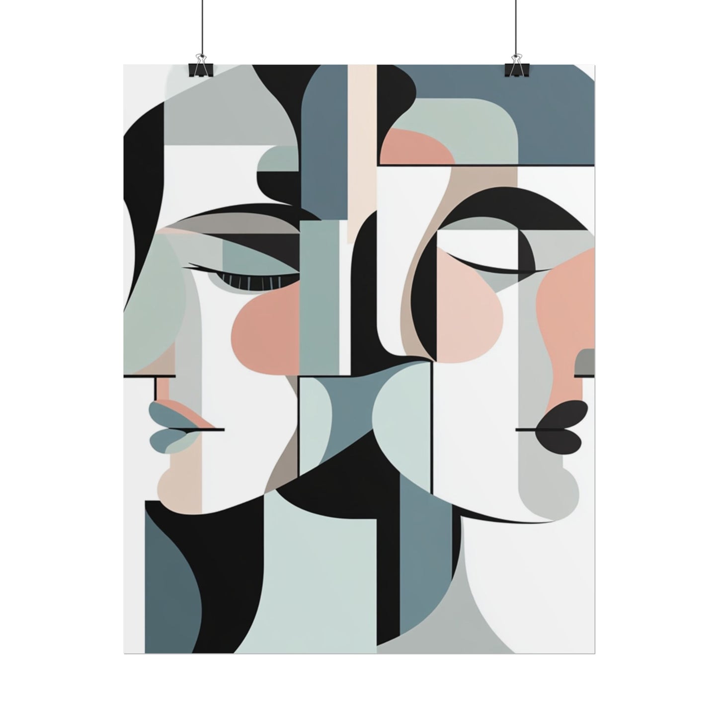 Duality in Form - Abstract Faces Art Print