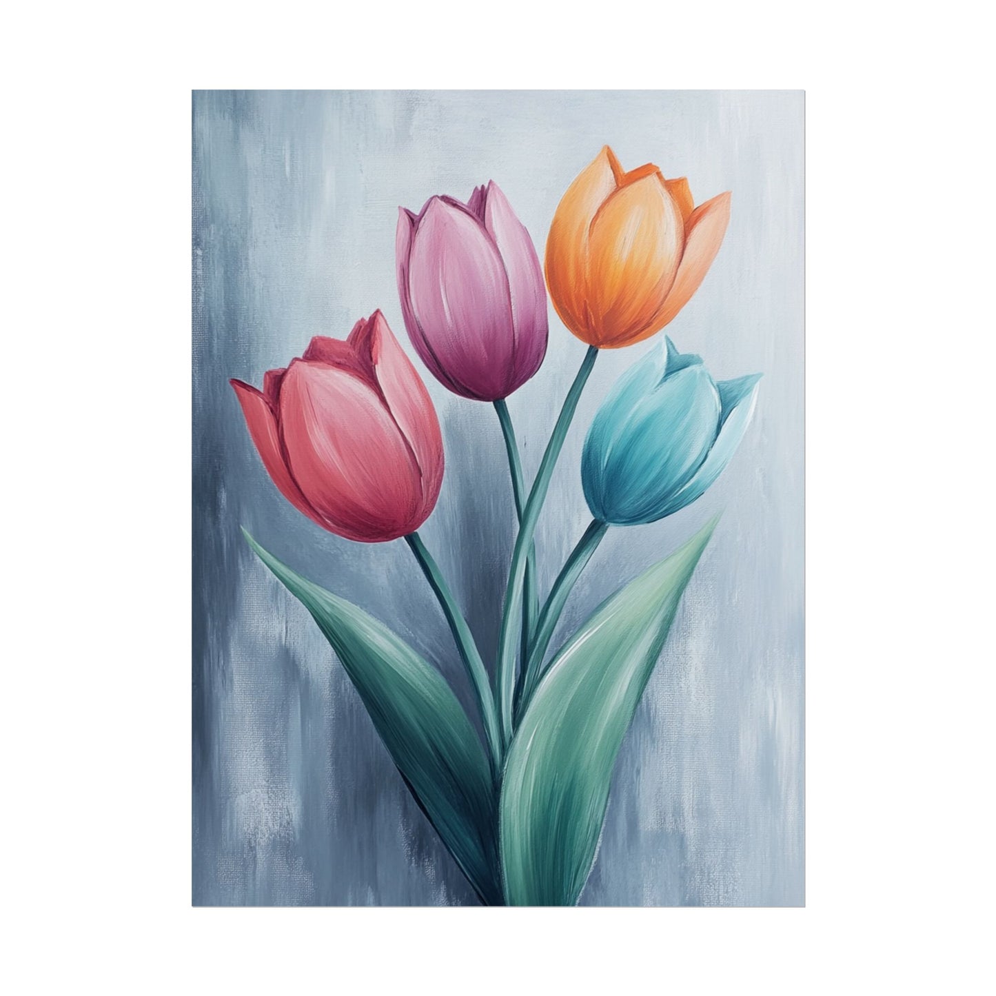 Colourful Tulip Quartet - Abstract Floral Art Print