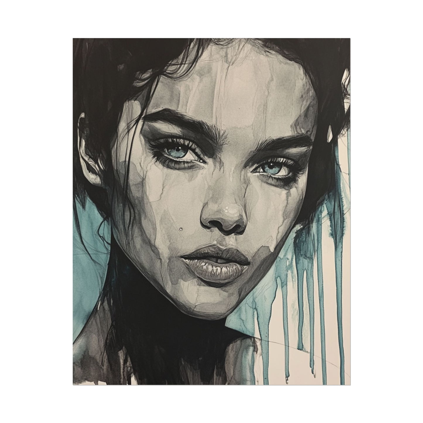 Stormy Gaze - Abstract Portrait Print