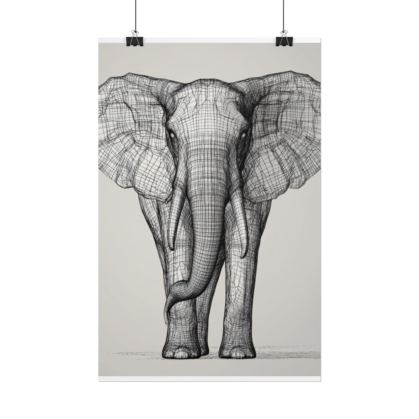 Majestic Lines - Abstract Elephant Wireframe Art