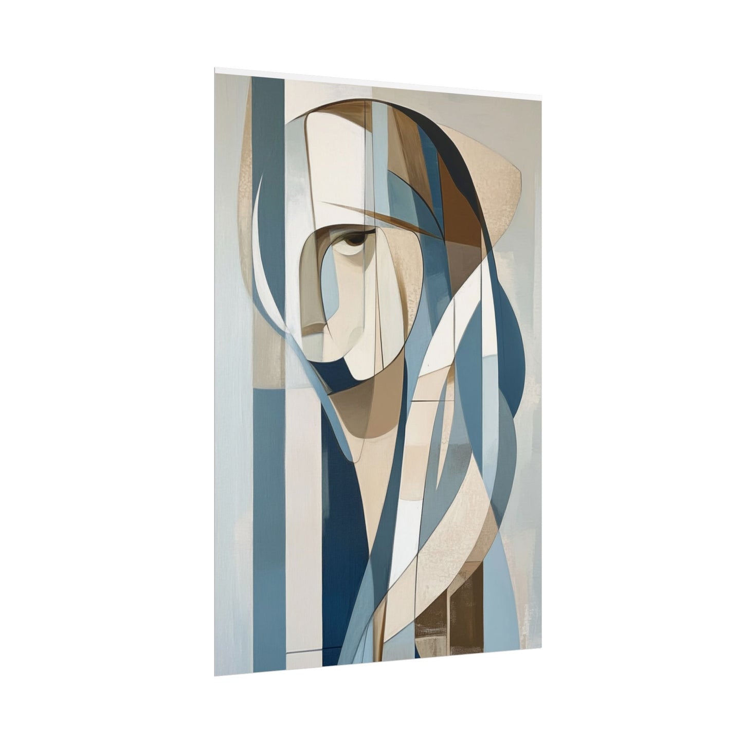 Contemplation in Blue - Modern Abstract Portrait