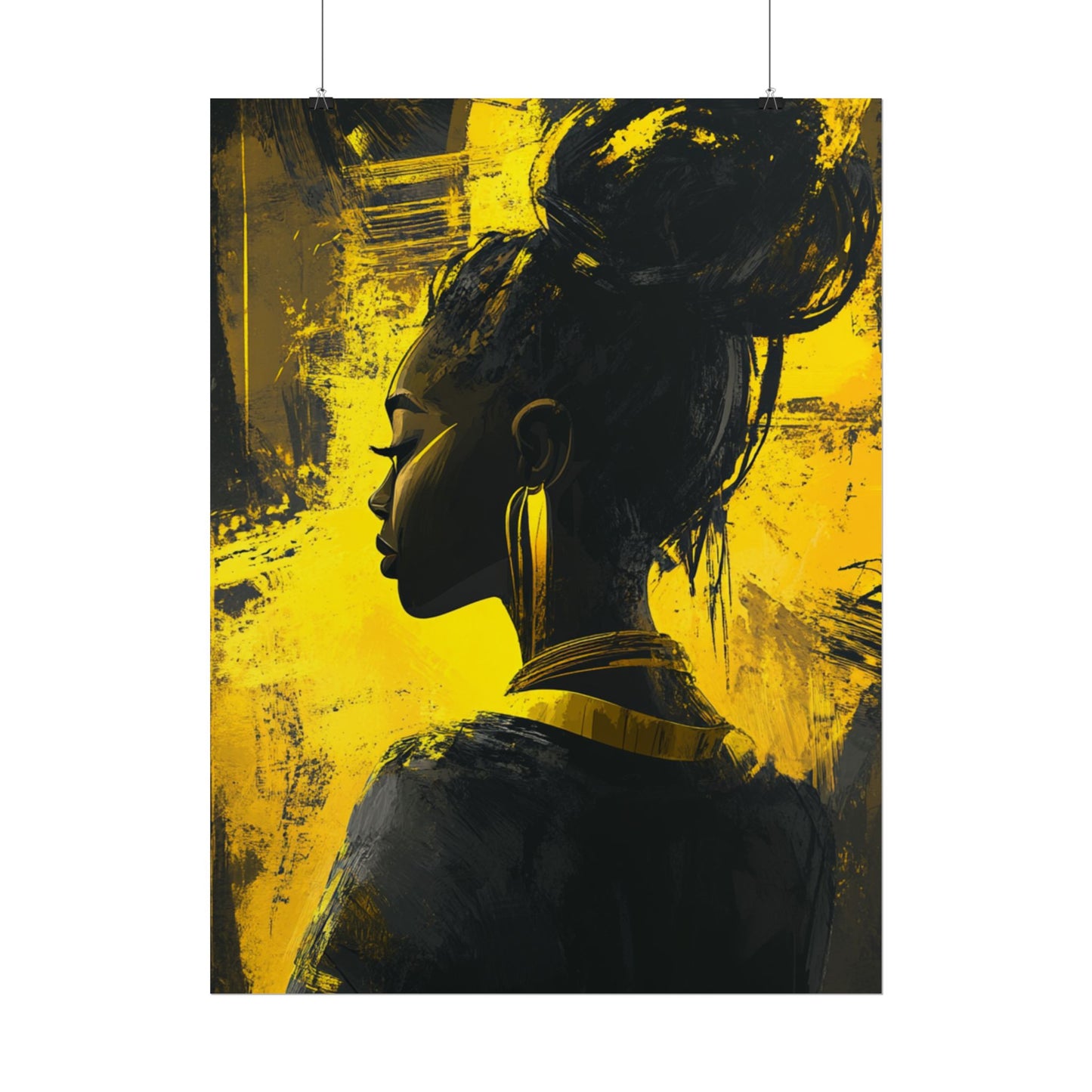 Ethereal Silhouette - Abstract Portrait in Monochrome and Gold