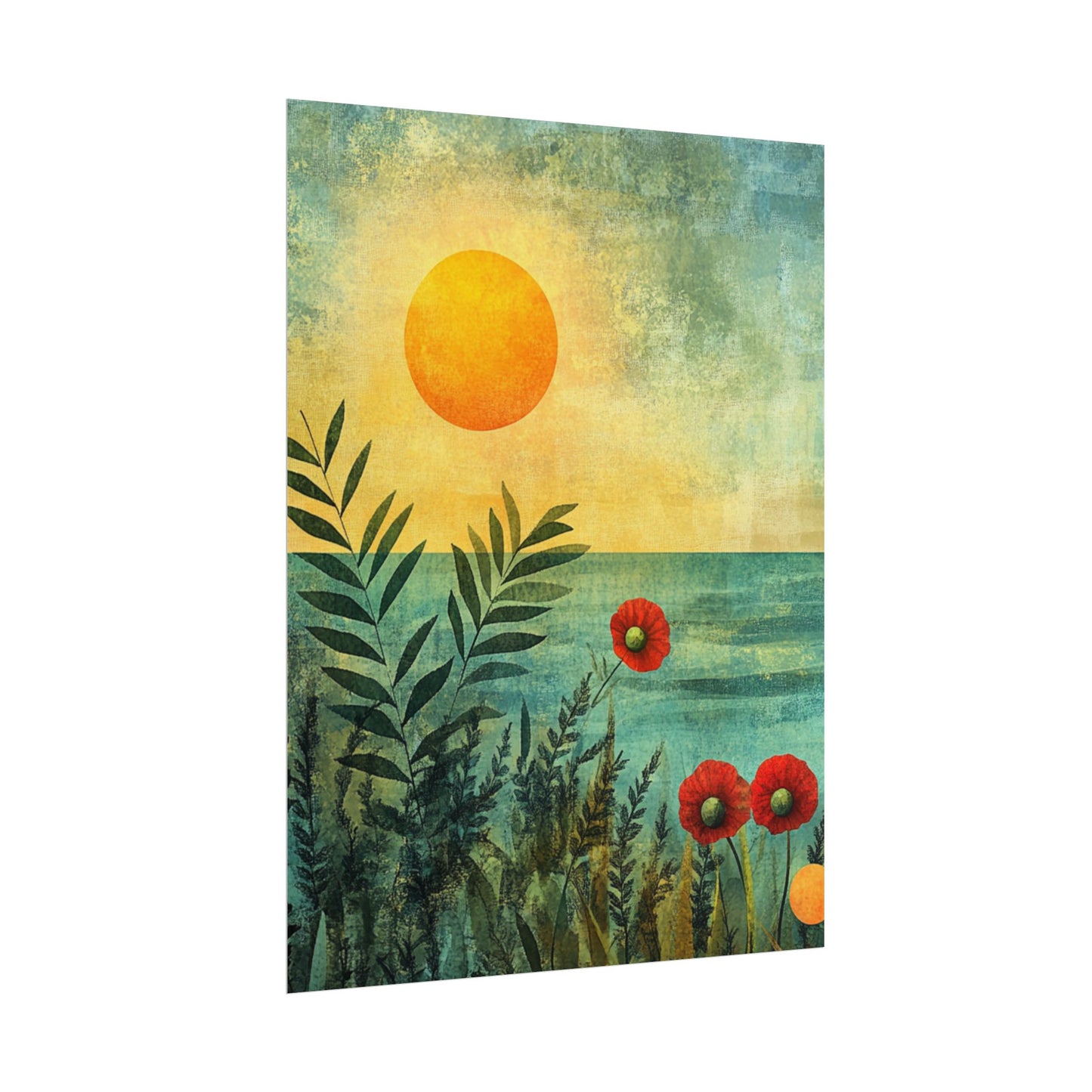 Sunrise Serenity - Abstract Coastal Floral Art Print