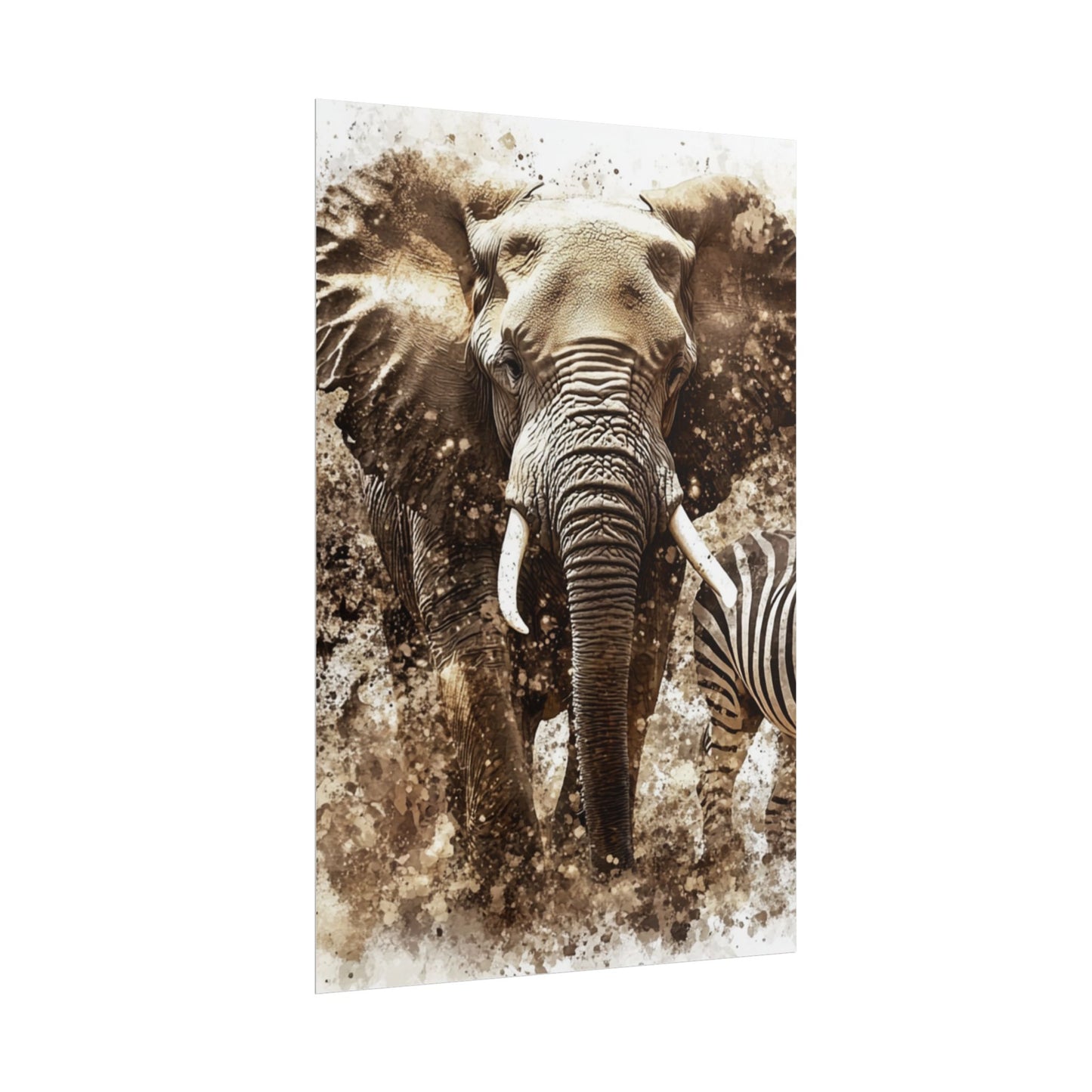 Safari Majesty - Abstract Elephant and Zebra Art Print