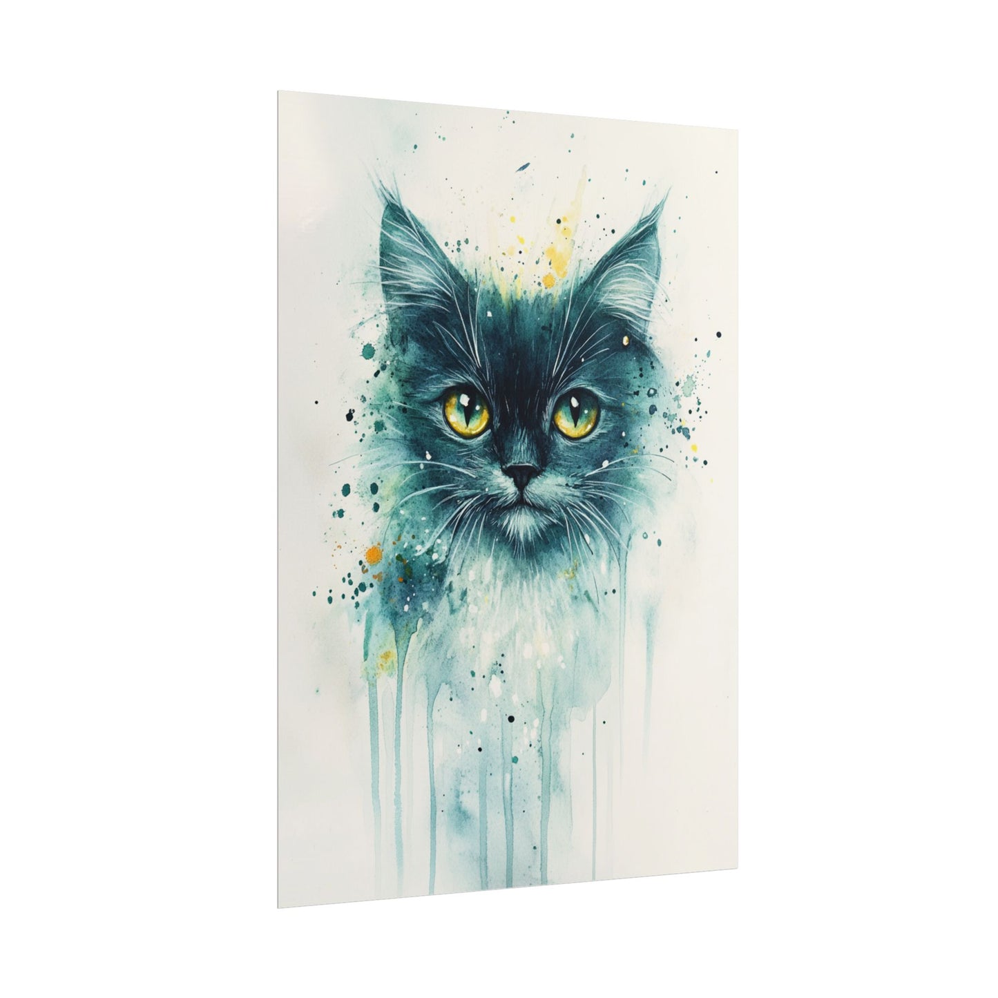 Enigmatic Gaze - Abstract Cat Watercolour Art Print