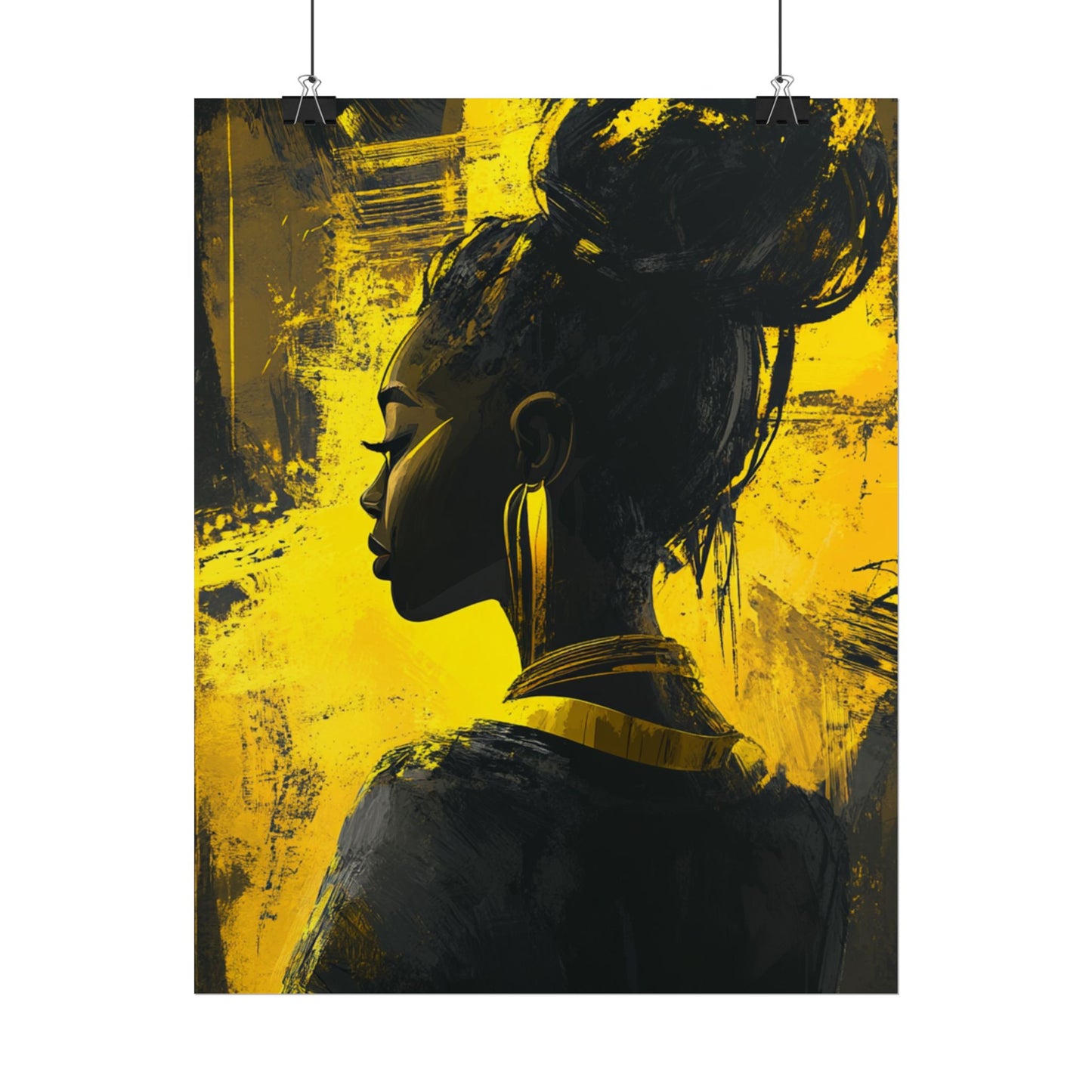 Ethereal Silhouette - Abstract Portrait in Monochrome and Gold