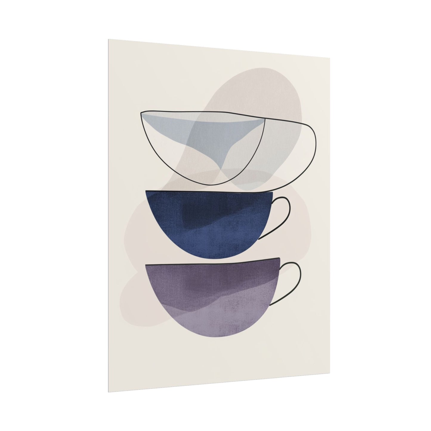 Minimalist Teacups - Abstract Modern Art Print