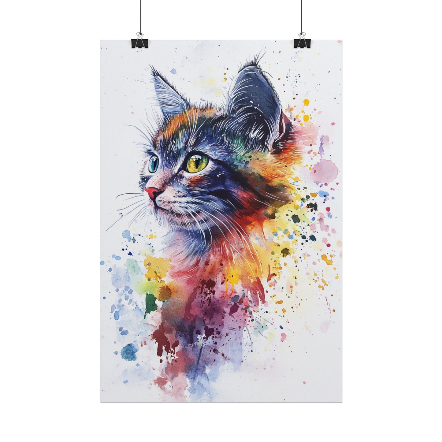 Vibrant Feline - Abstract Watercolour Cat Art Print