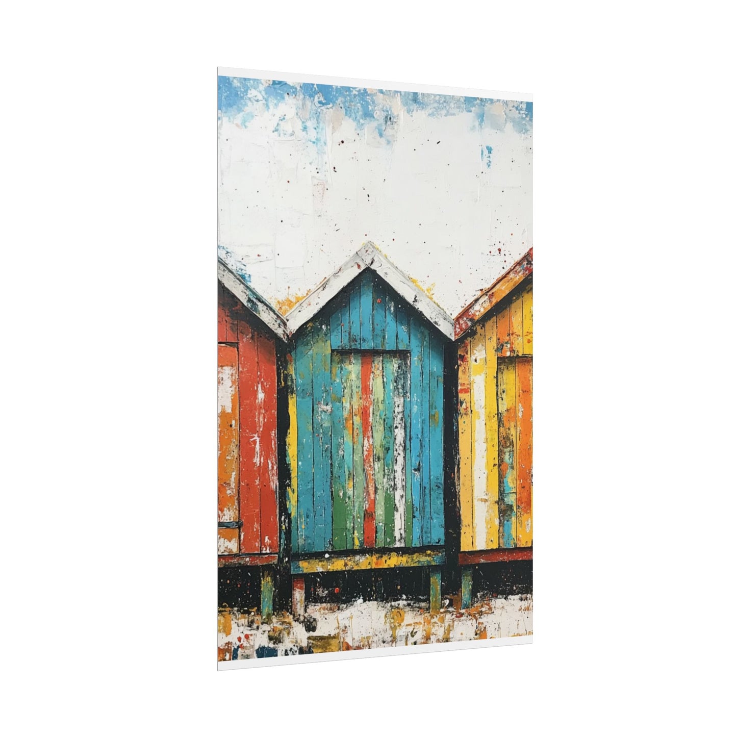 Vibrant Beach Huts - Coastal Abstract Art Print