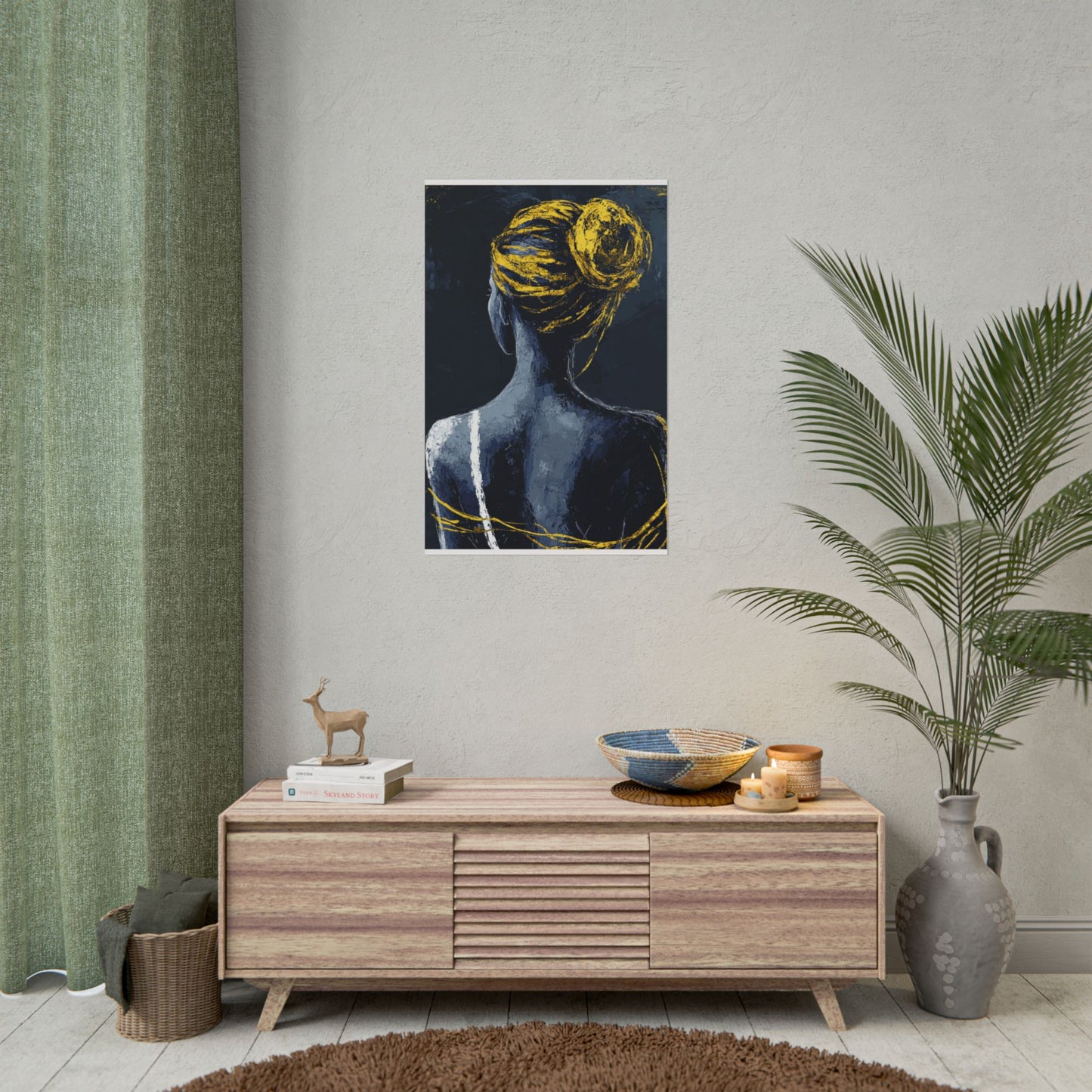 Golden Embrace - Abstract Portrait in Blue and Gold