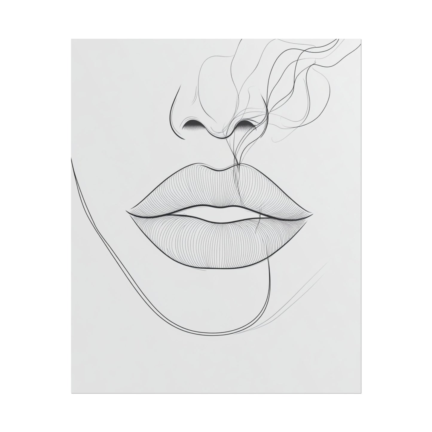 Whispers of Elegance - Abstract Line Art of Lips