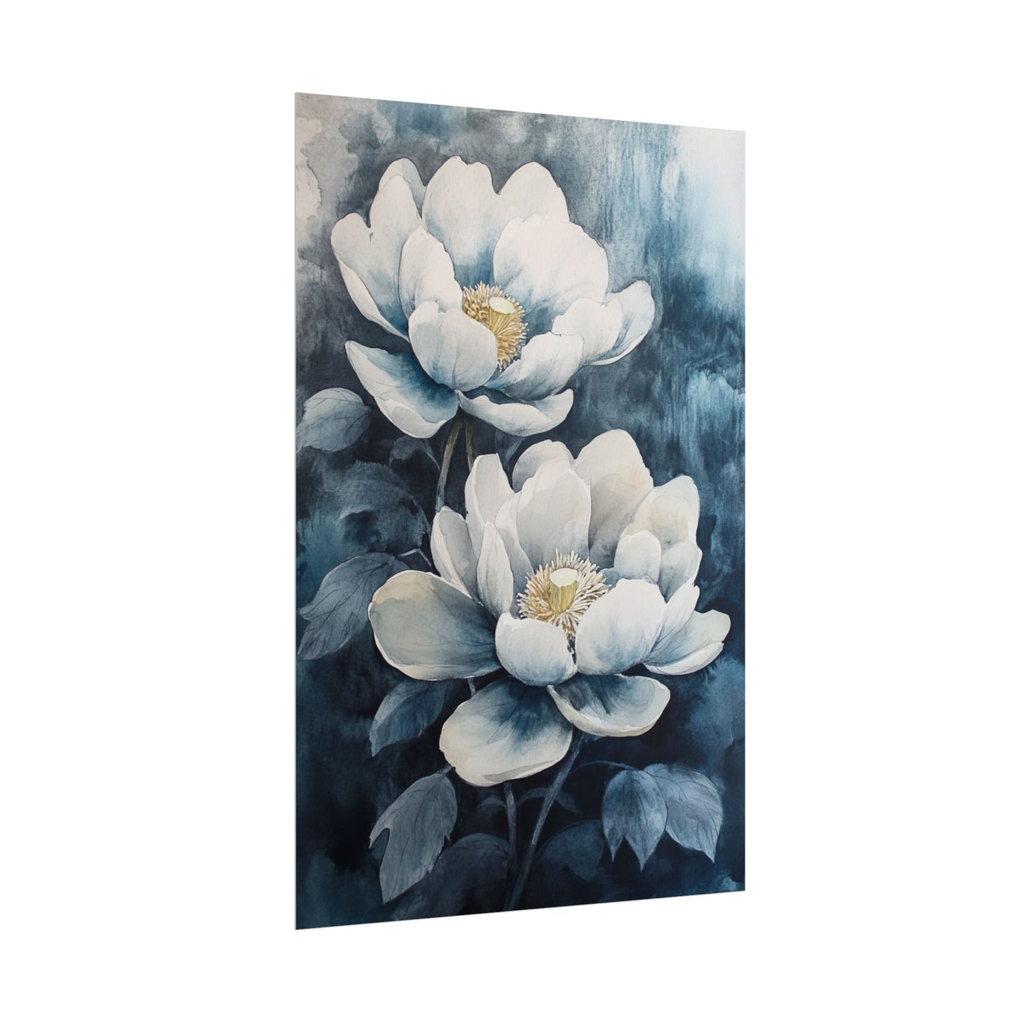 Elegant White Blooms - Abstract Floral Watercolour Print