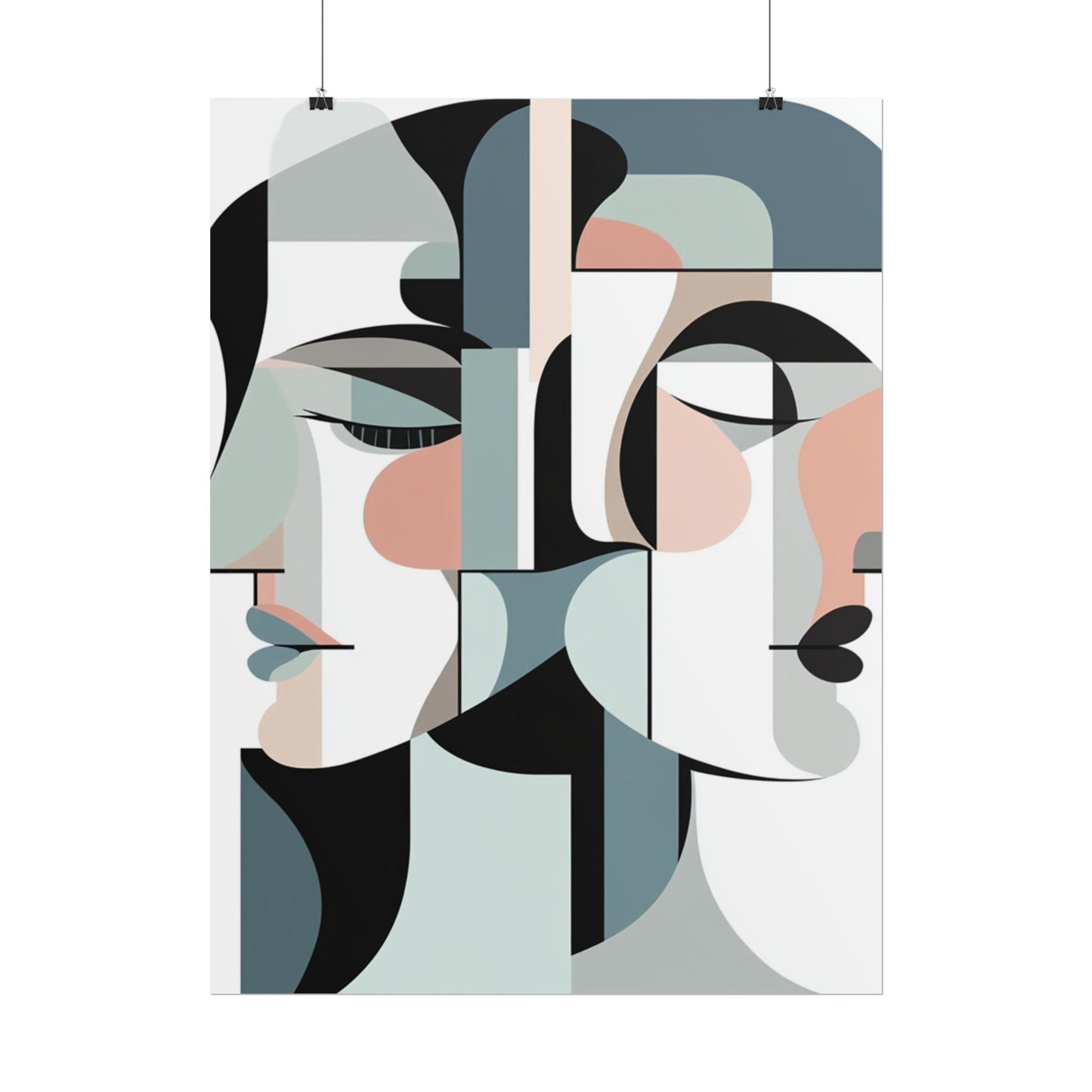 Duality in Form - Abstract Faces Art Print