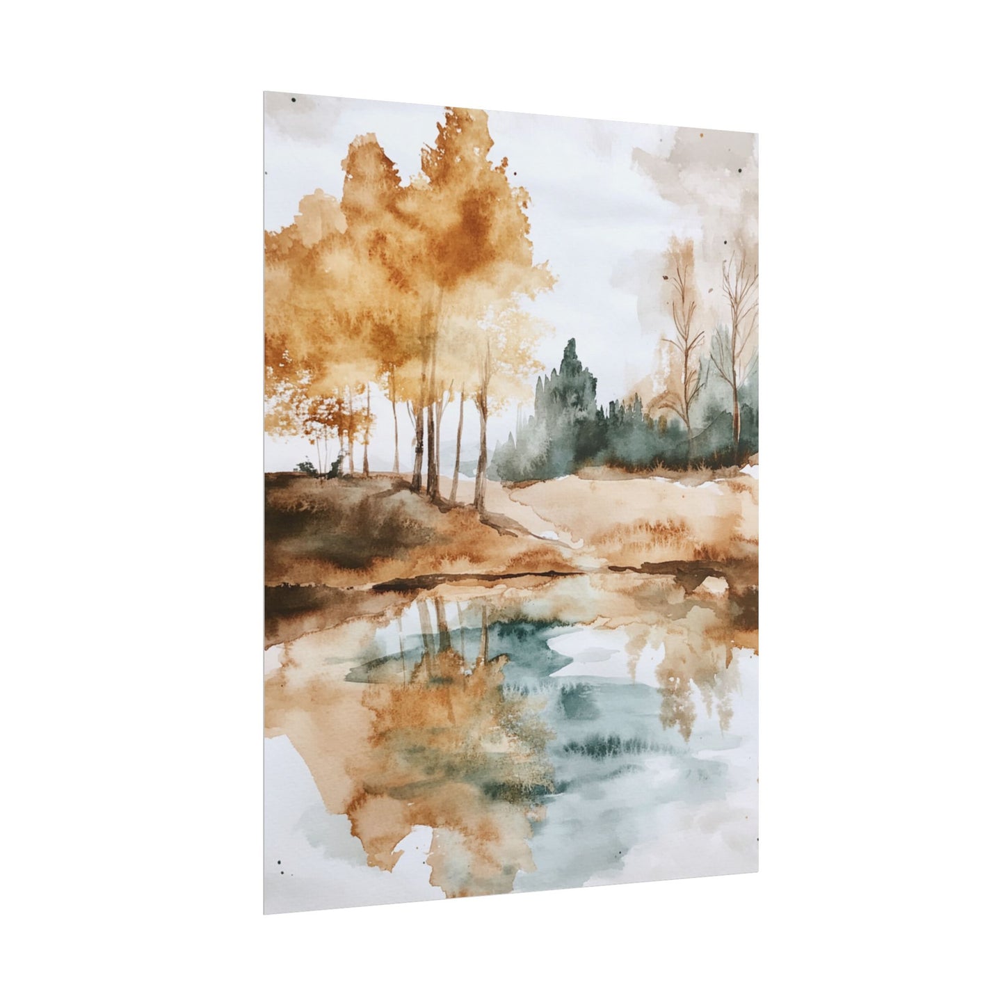 Autumn Serenity - Abstract Landscape Watercolour