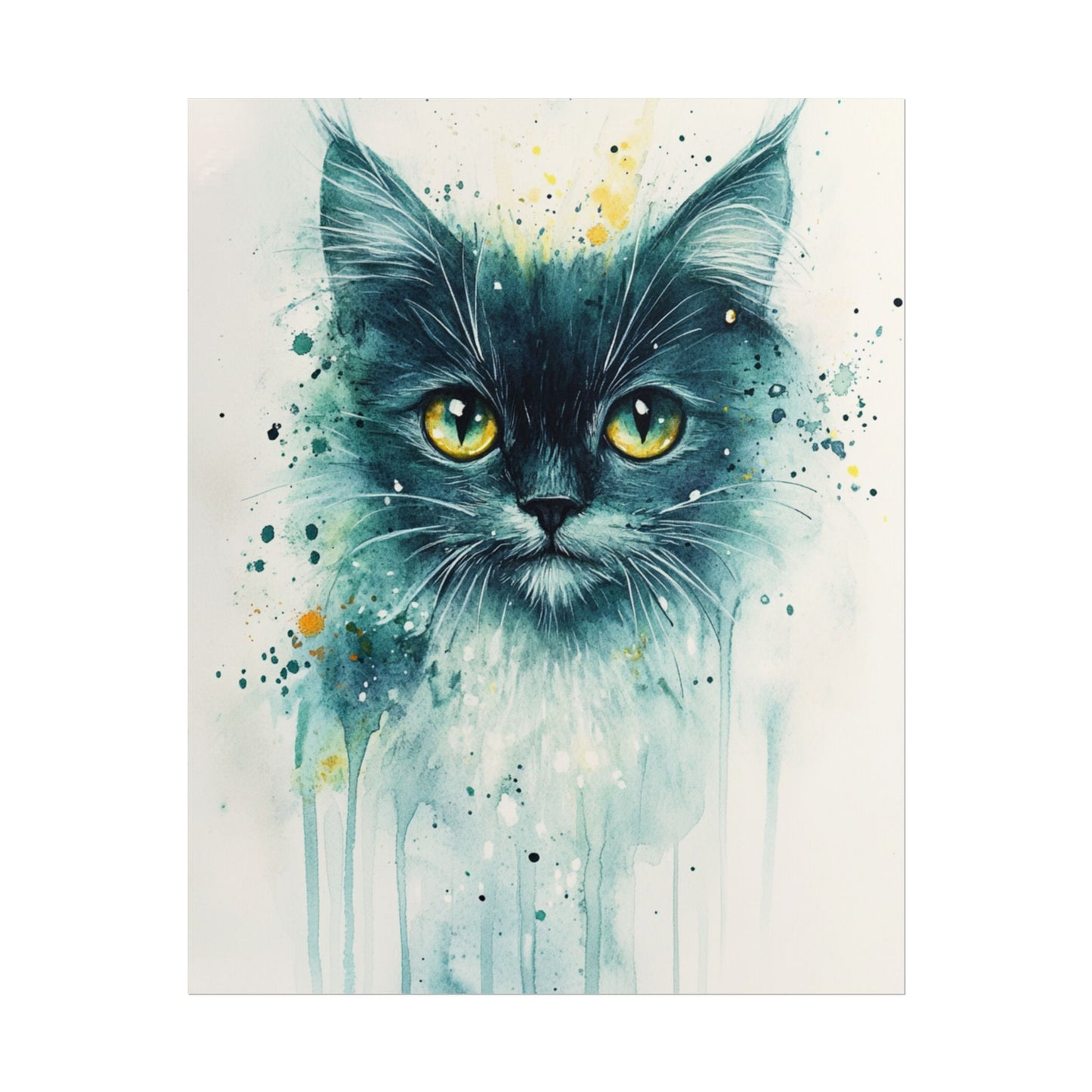 Enigmatic Gaze - Abstract Cat Watercolour Art Print