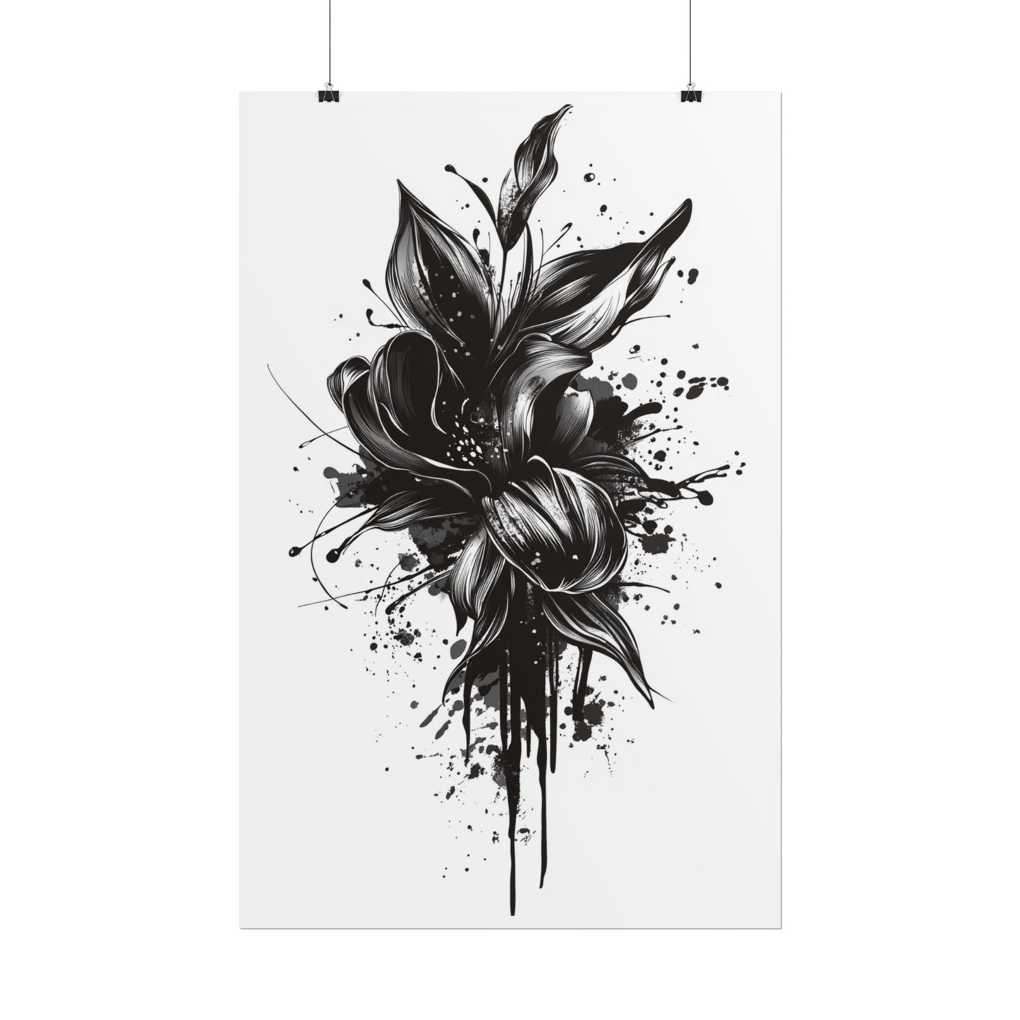 Monochrome Blossom - Abstract Floral Art Print