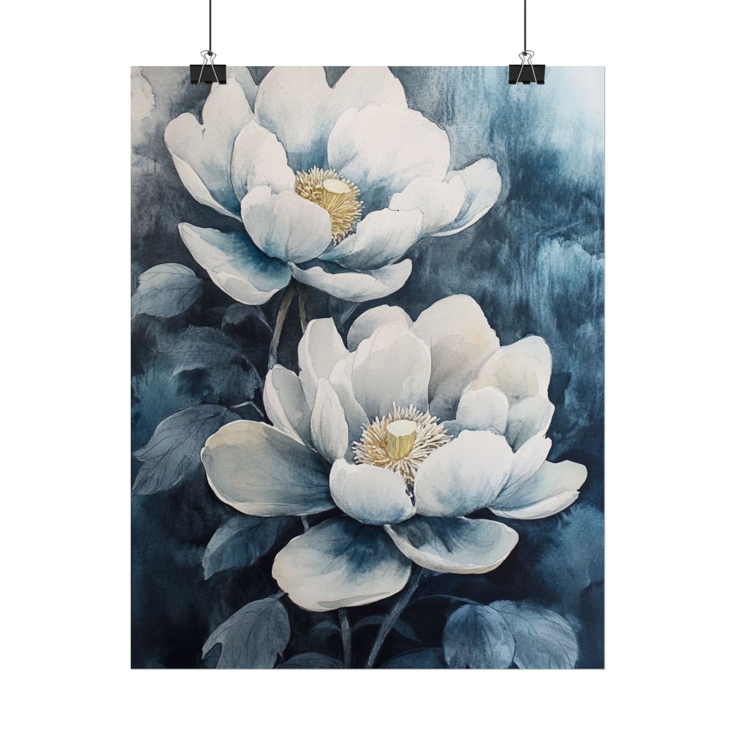 Elegant White Blooms - Abstract Floral Watercolour Print