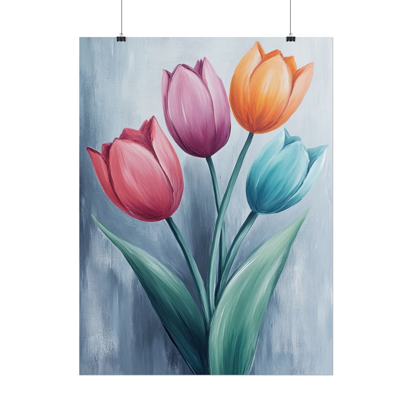 Colourful Tulip Quartet - Abstract Floral Art Print