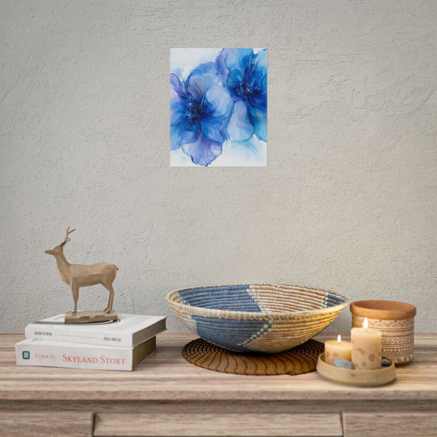 Ethereal Duo - Abstract Floral Art in Shades of Blue