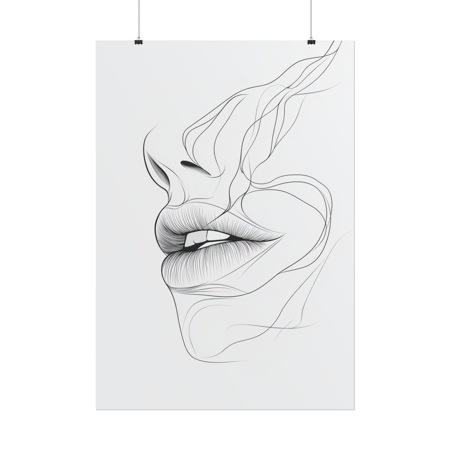 Echoes of Simplicity - Minimalist Abstract Lips Line Art