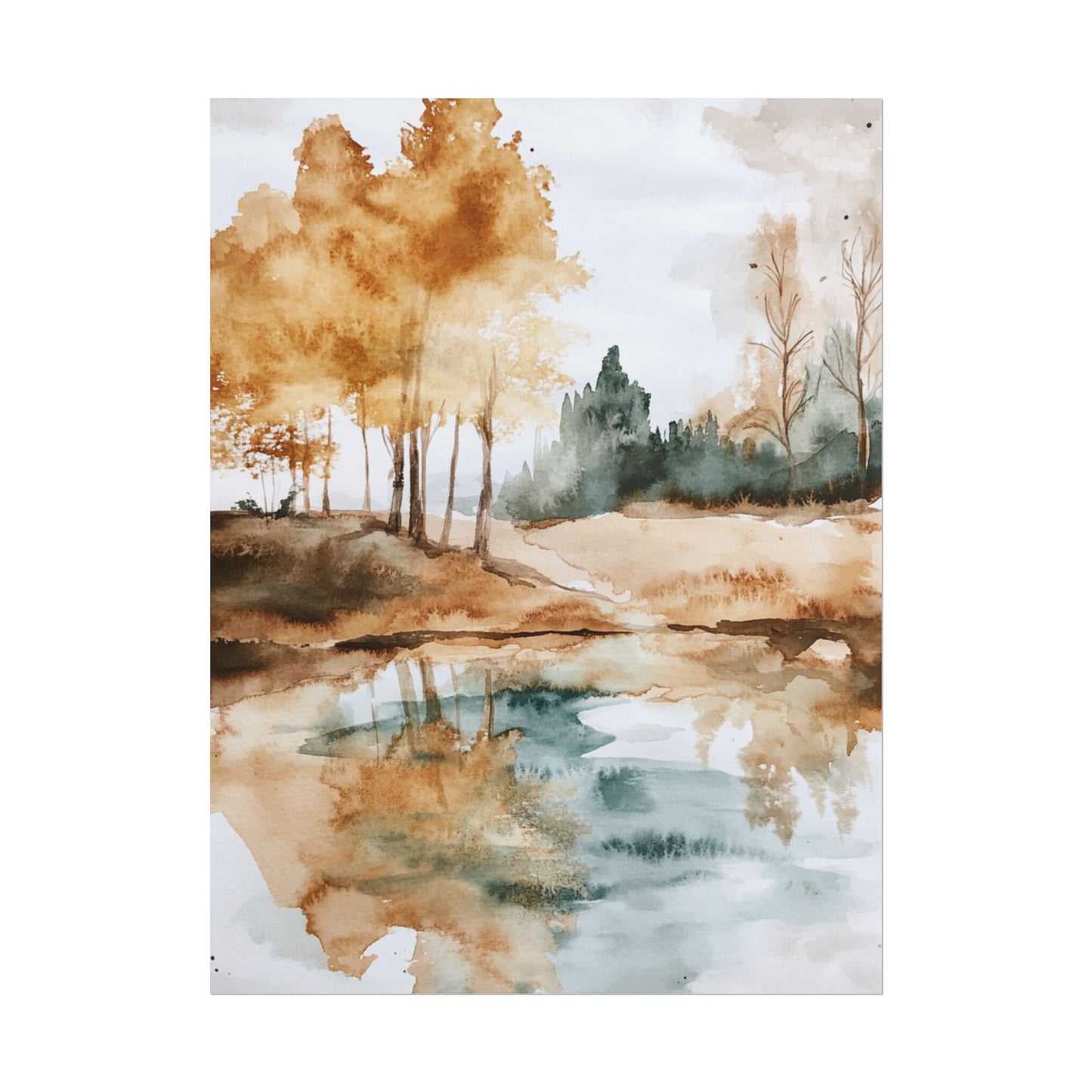 Autumn Serenity - Abstract Landscape Watercolour