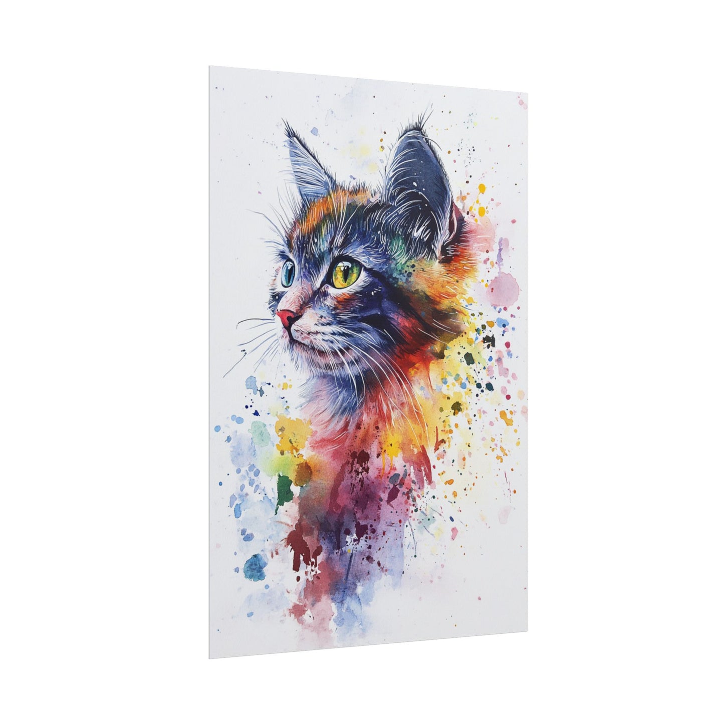 Vibrant Feline - Abstract Watercolour Cat Art Print