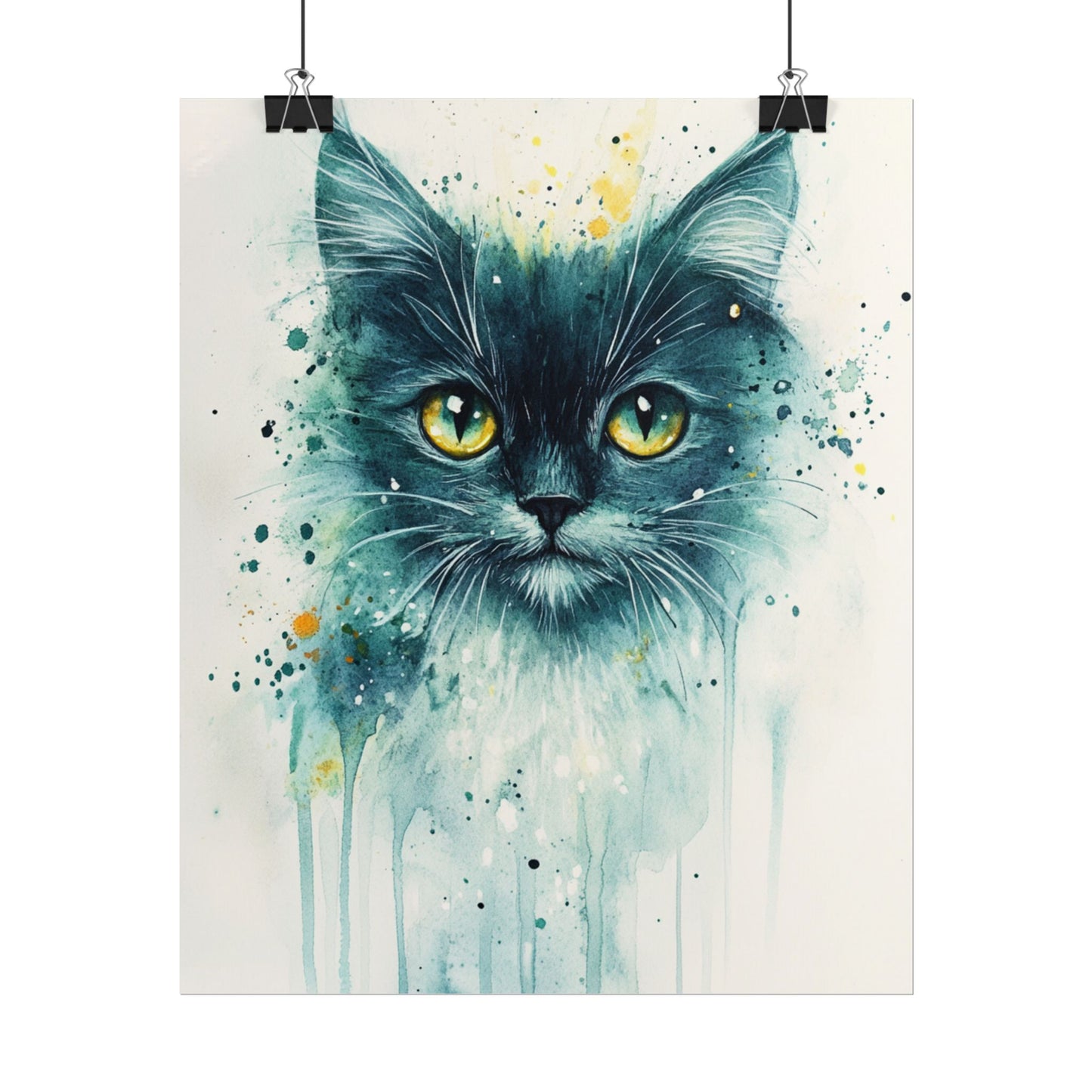 Enigmatic Gaze - Abstract Cat Watercolour Art Print