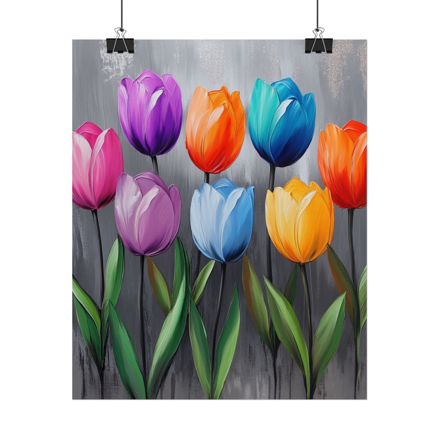 Colourful Tulips - Abstract Floral Art Print