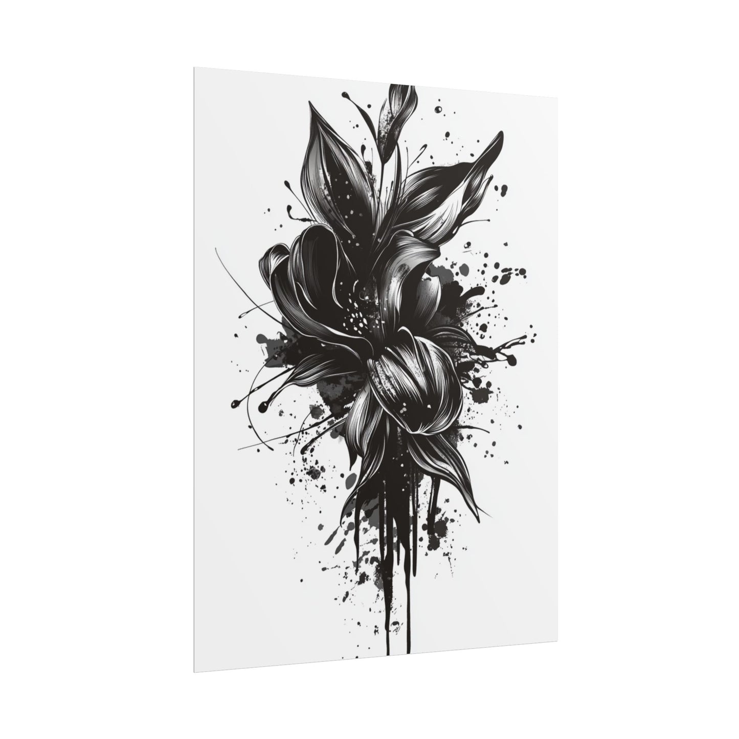 Monochrome Blossom - Abstract Floral Art Print