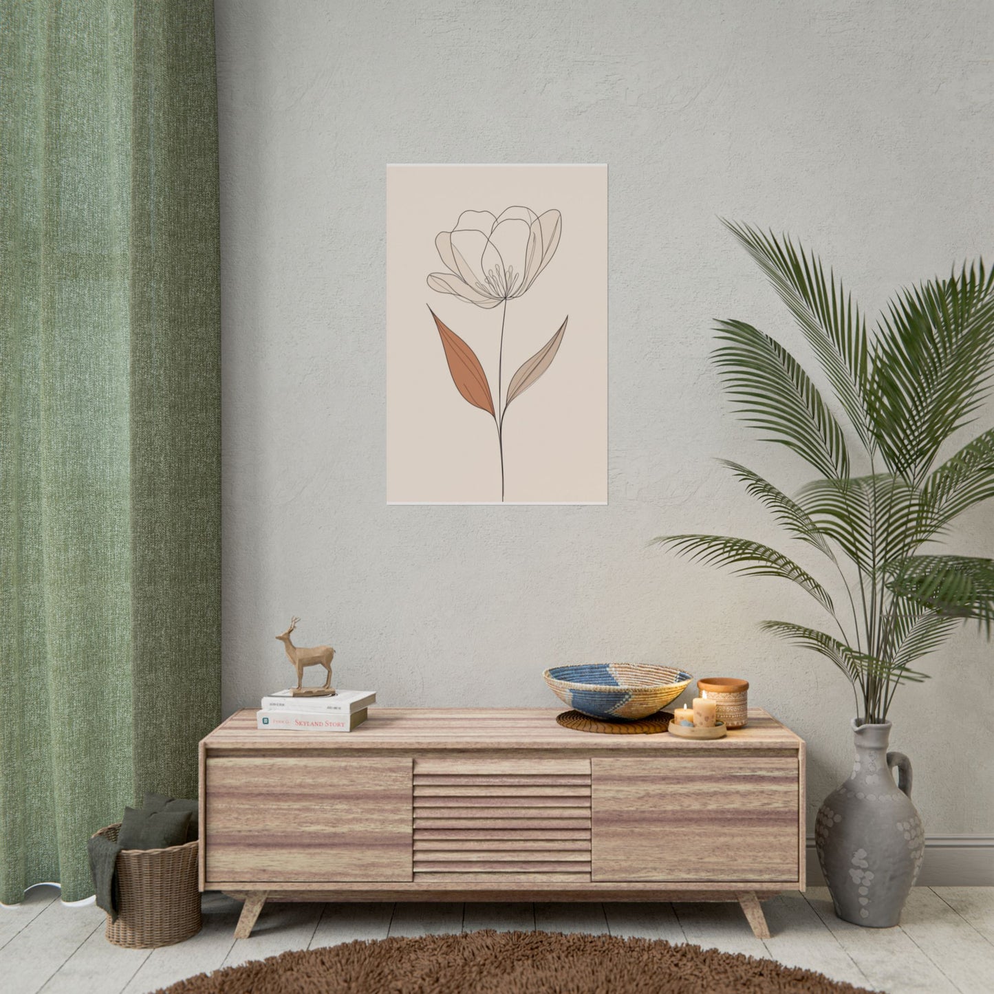 Serenity in Simplicity - Minimalist Floral Line Art