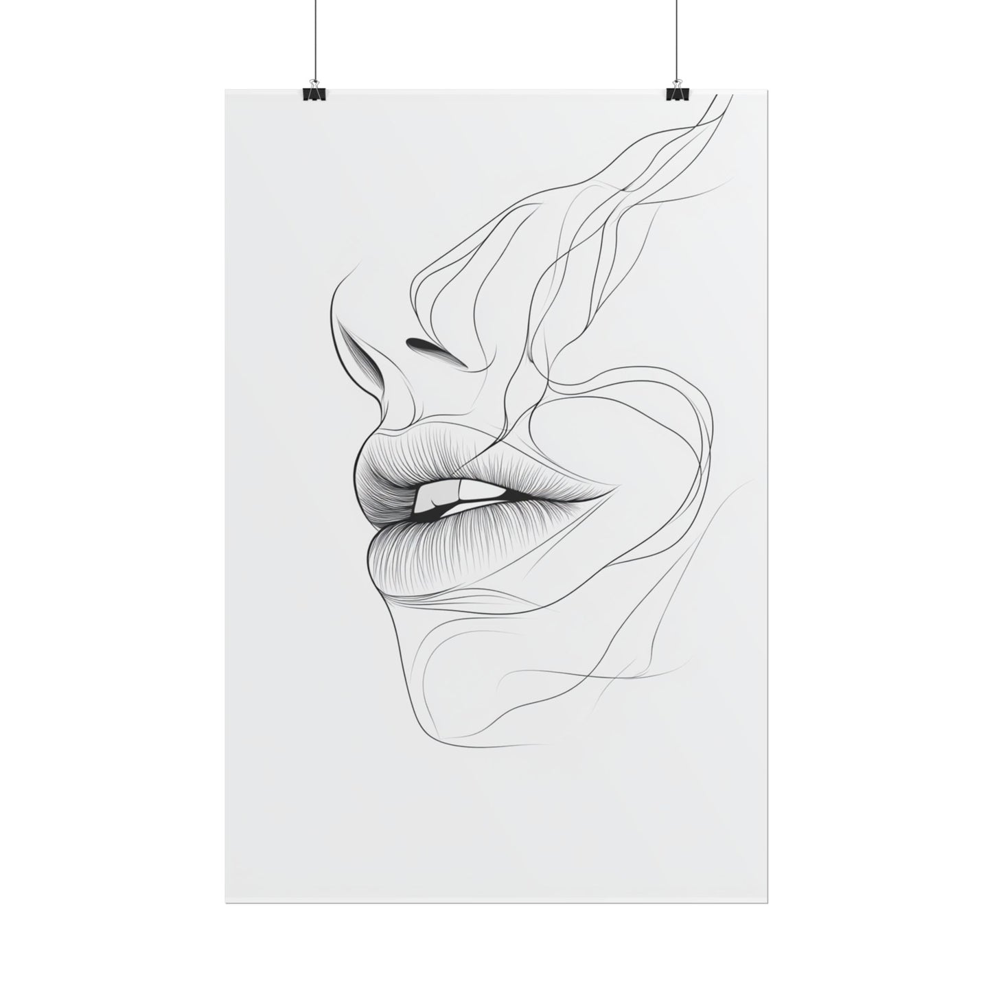 Echoes of Simplicity - Minimalist Abstract Lips Line Art