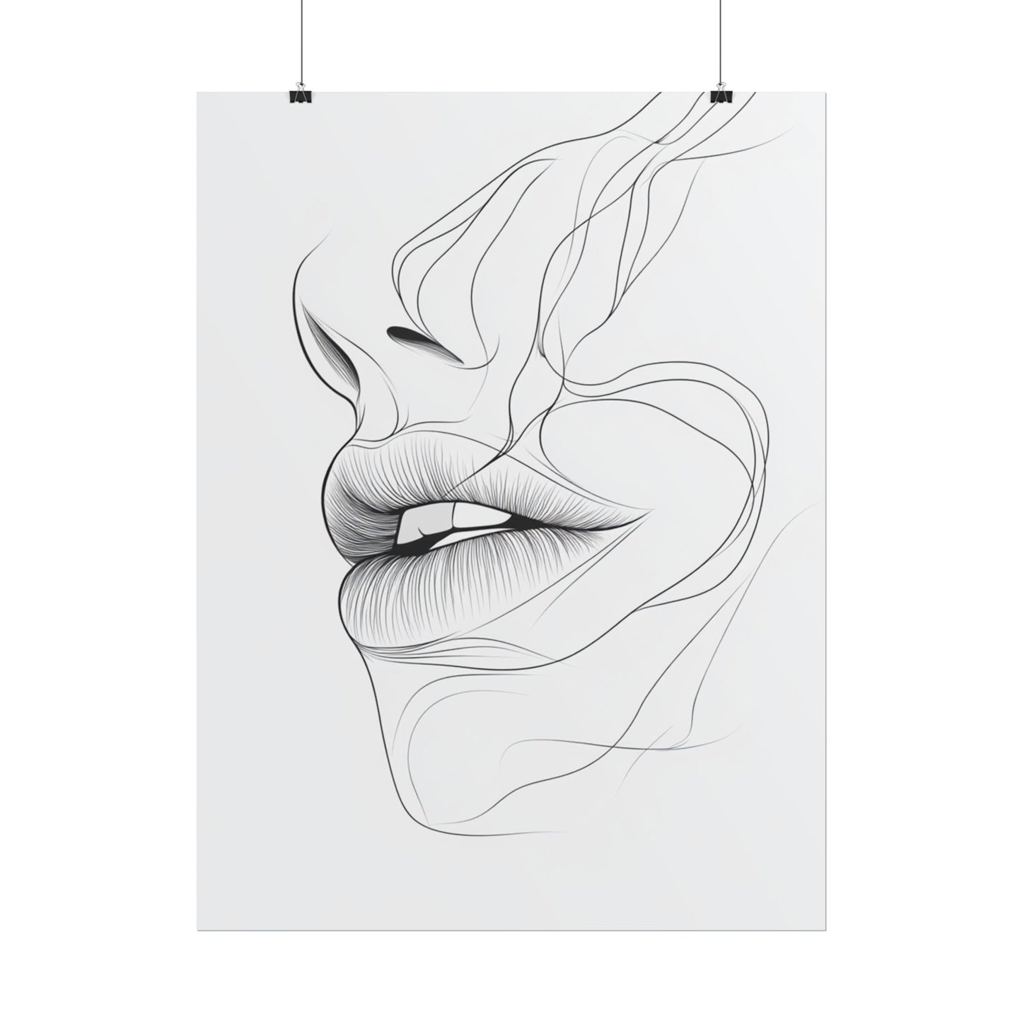 Echoes of Simplicity - Minimalist Abstract Lips Line Art