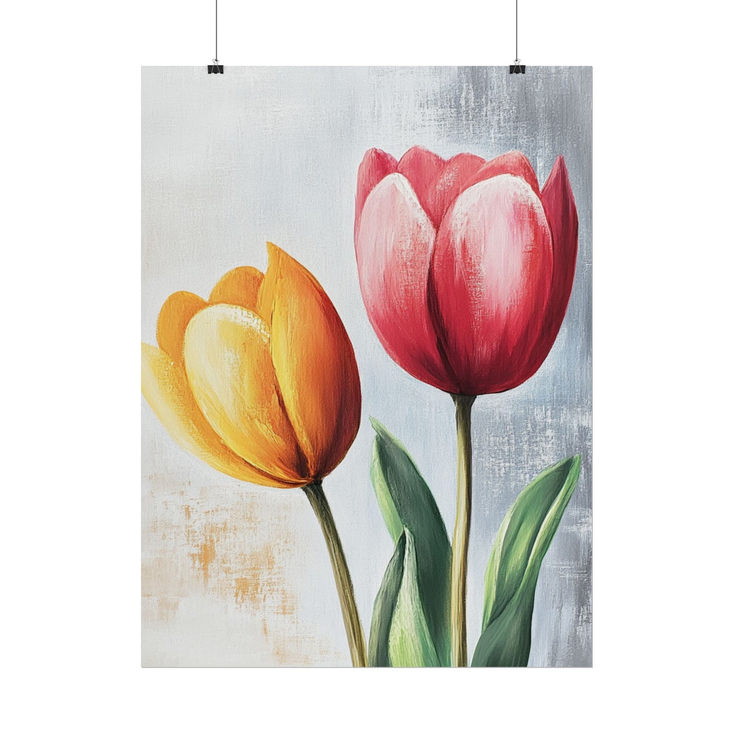 Vibrant Tulips Duo - Abstract Floral Art Print