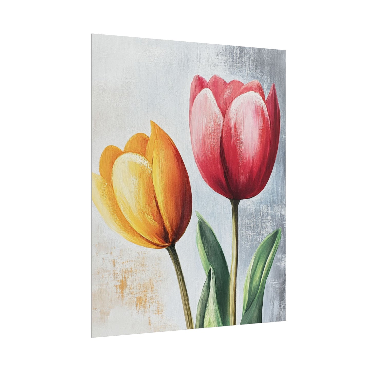 Vibrant Tulips Duo - Abstract Floral Art Print