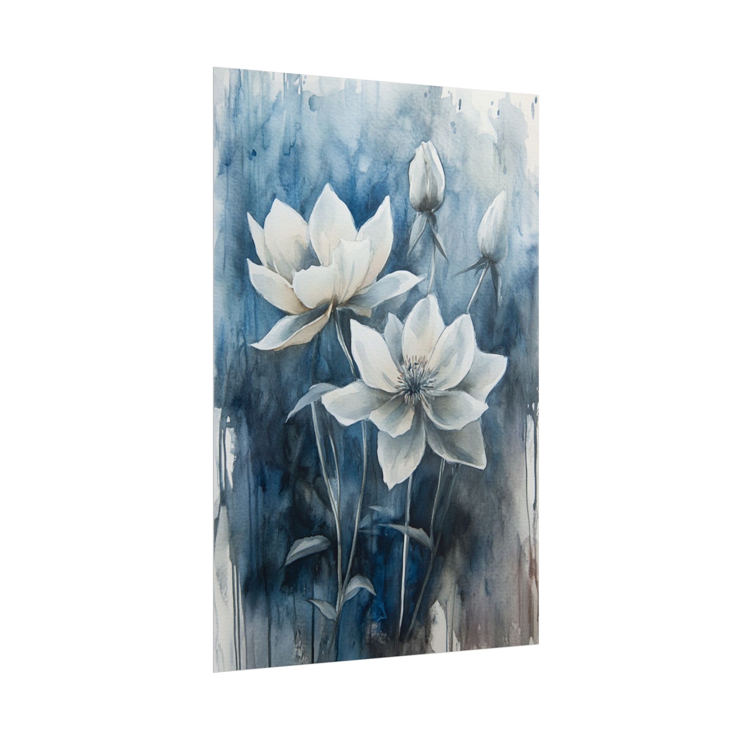 Midnight Blooms - Abstract Floral Watercolour Art Print