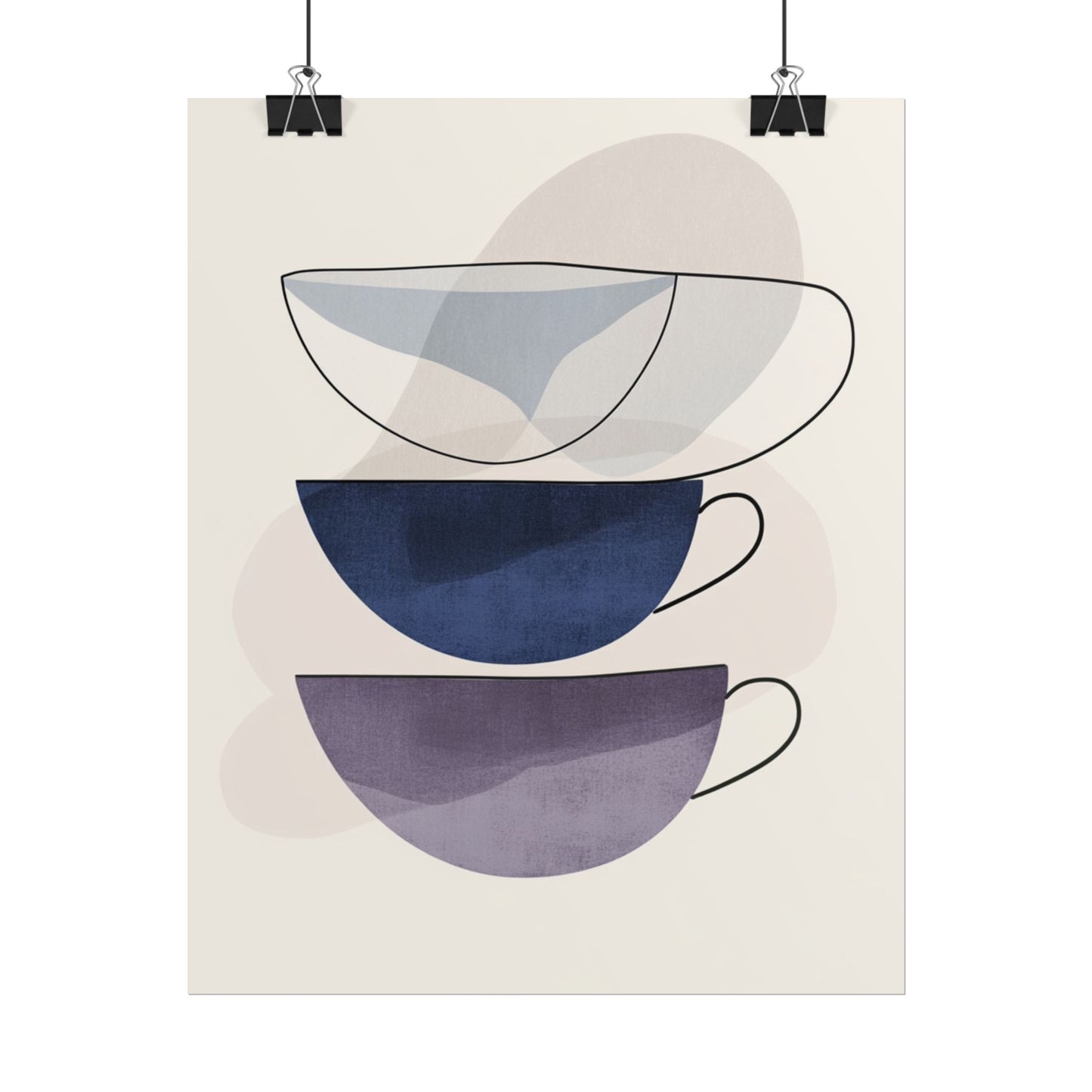 Minimalist Teacups - Abstract Modern Art Print